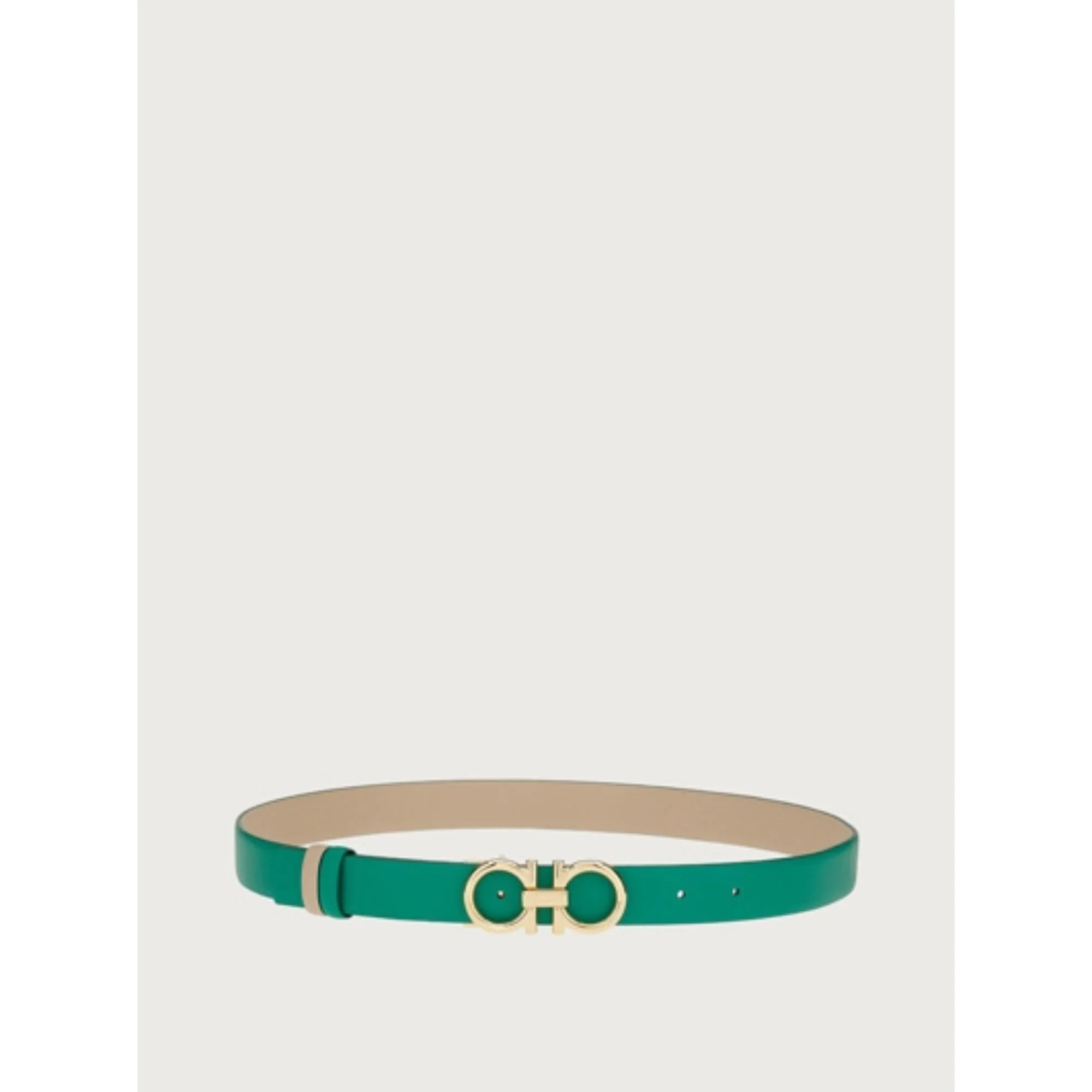 Reversible And Adjustable Gancini Belt - Emerald/Daino - Image 3