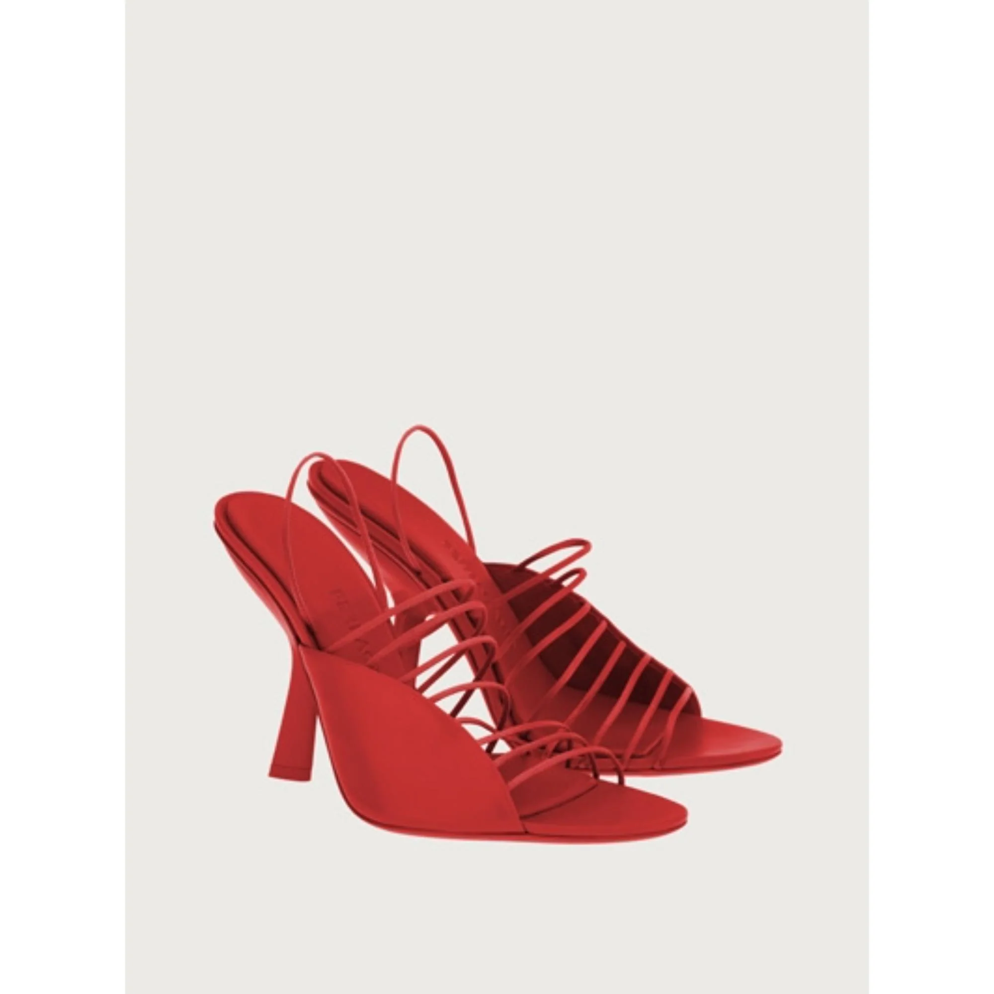 Sandals with Ultra-Fine Mini Straps - Flame Red - Image 3