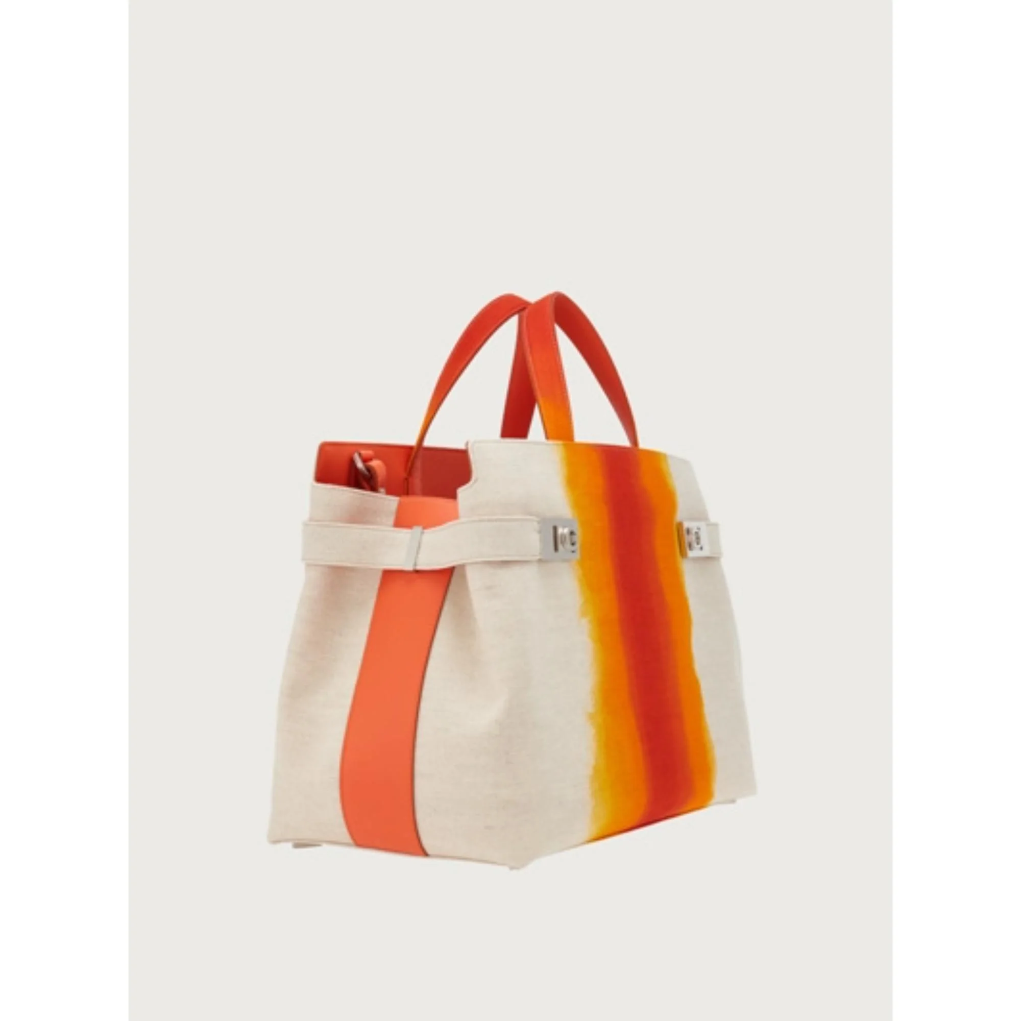 Canvas Tote Bag with Airbrushing - Natural/Orange - Image 2