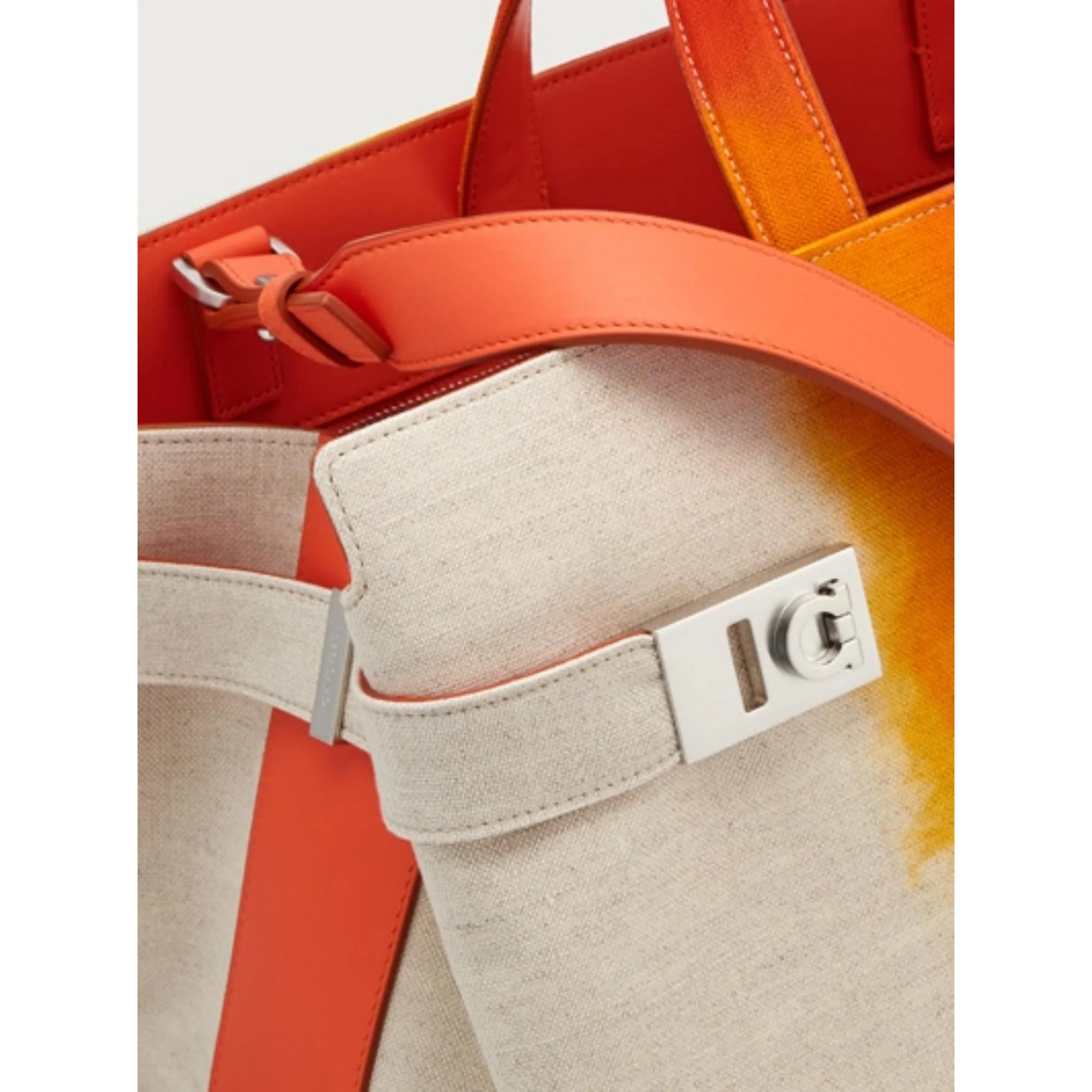 Canvas Tote Bag with Airbrushing - Natural/Orange - Image 5