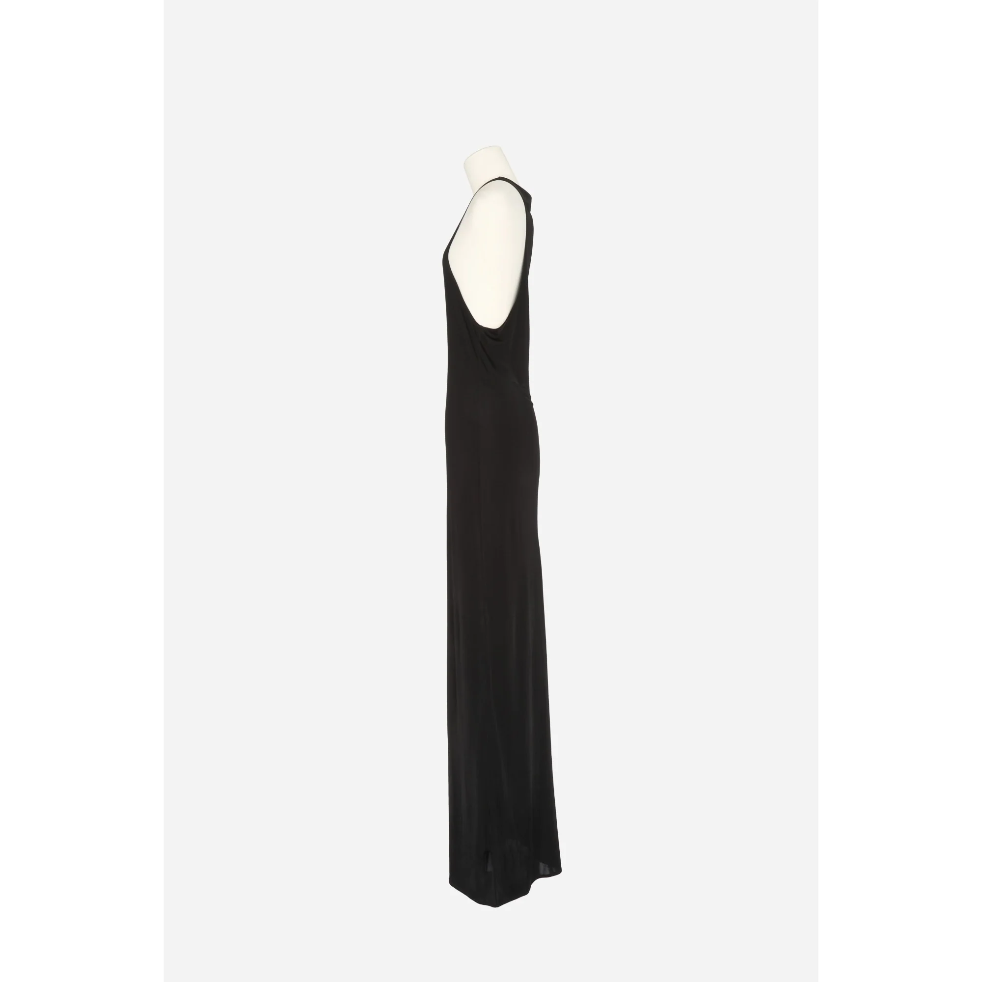 Deep V-Neck Tank Dress - Noir - Image 3