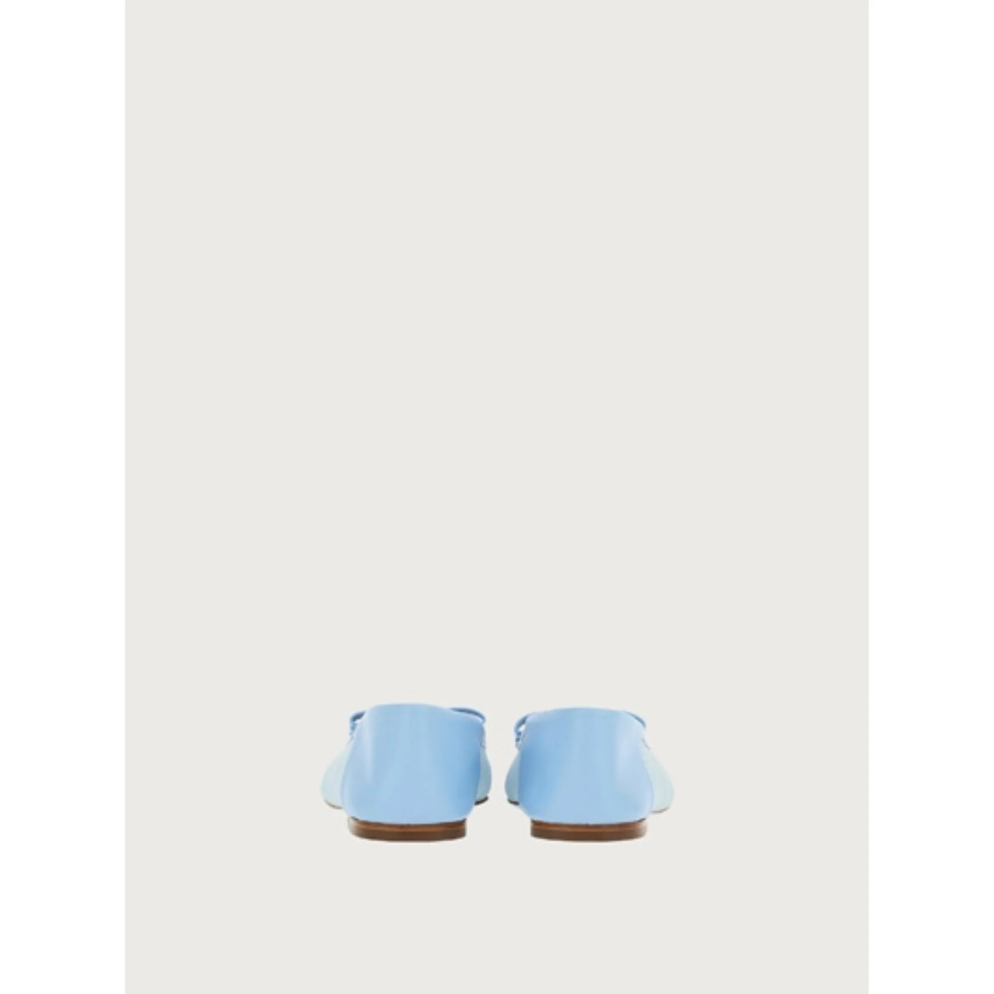 Bi-Material Ballet Flatss with Vara Bow - Sky Blue - Image 3