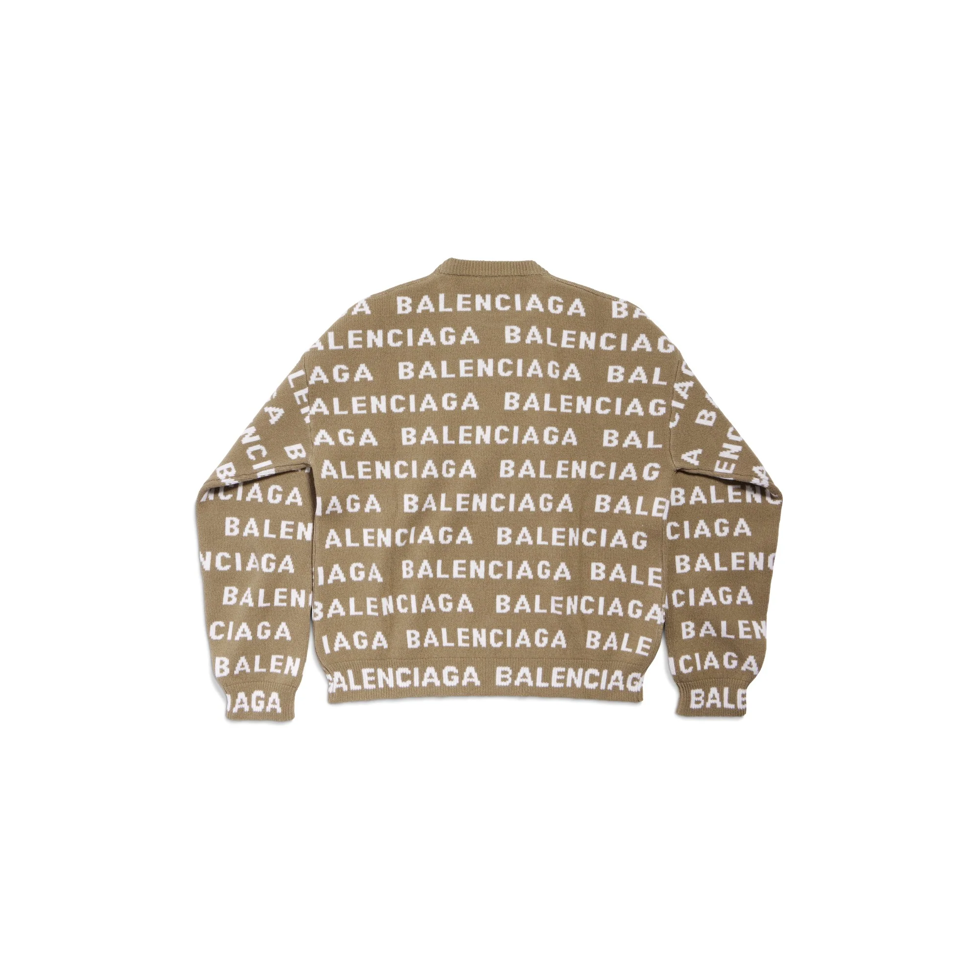 All-Over Crewneck Sweater - Dark Beige/White - Image 2