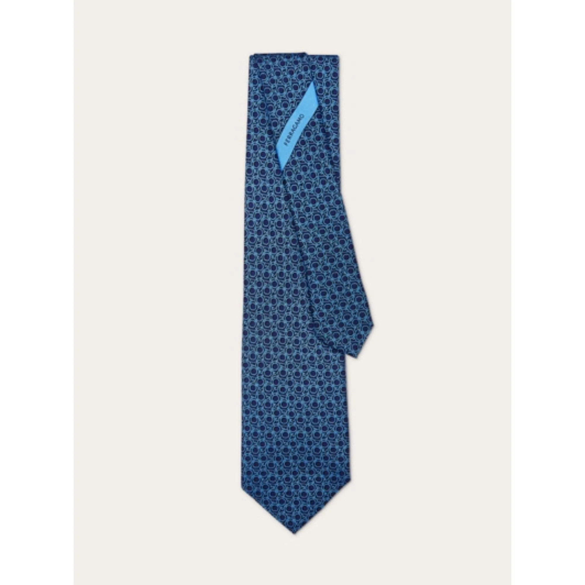 Gancini Print Silk Tie - Marine Blue - Image 2