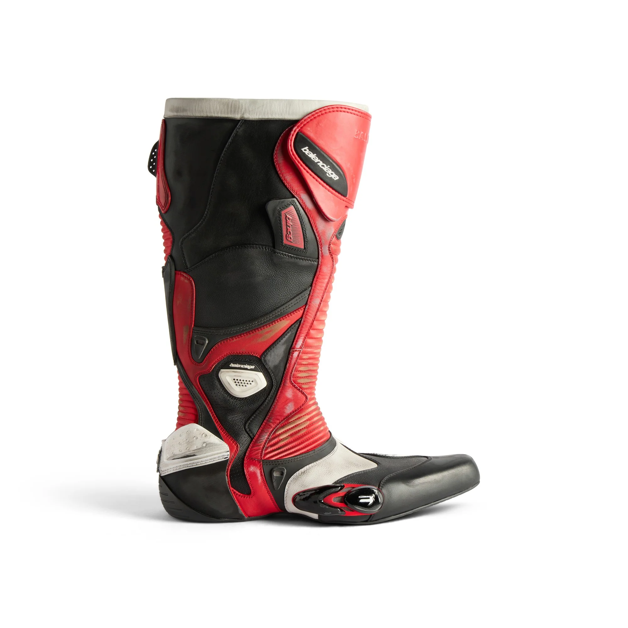 Biker Boot Mix Leat/Tpu - Red/Wht/Black