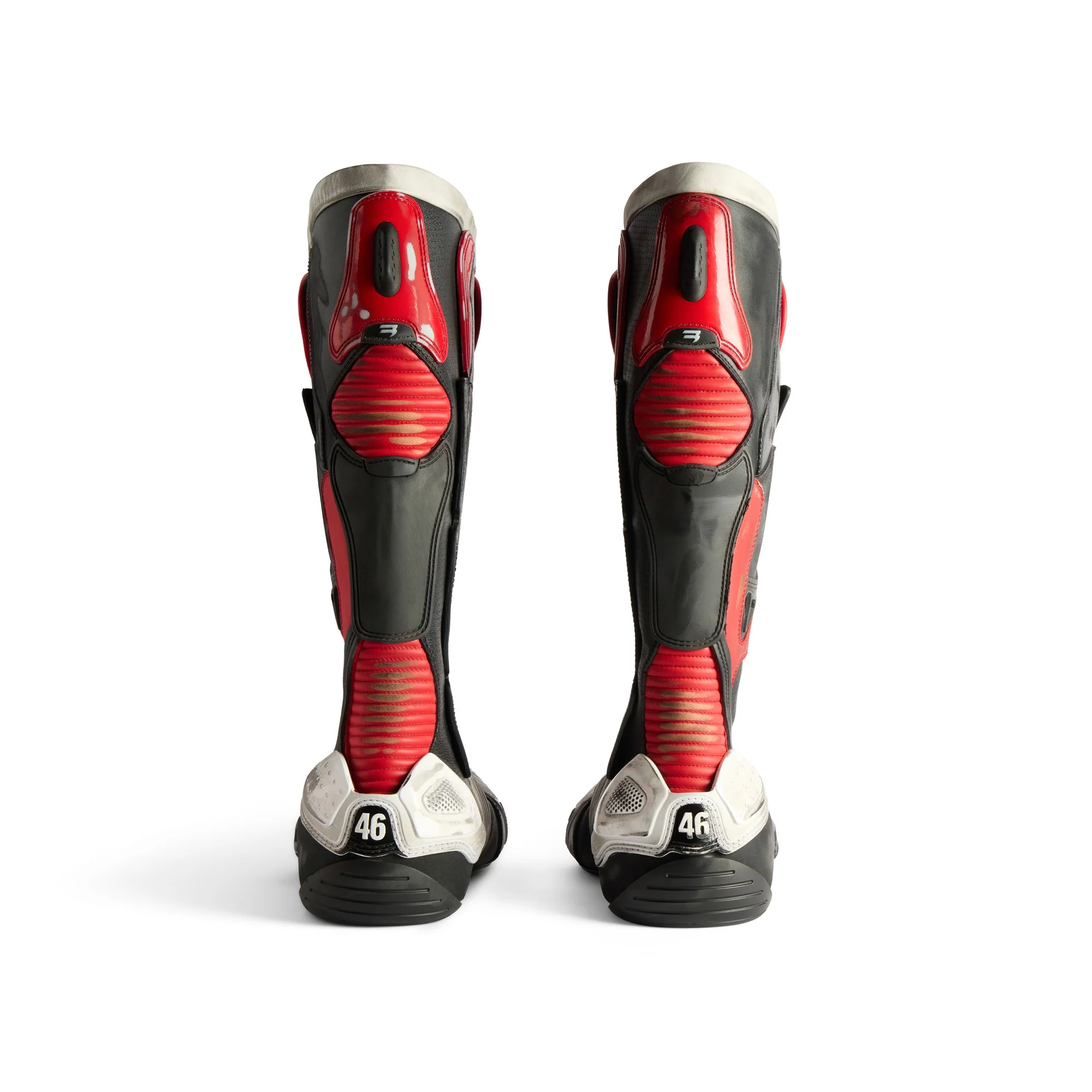 Biker Boot Mix Leat/Tpu - Red/Wht/Black - Image 2