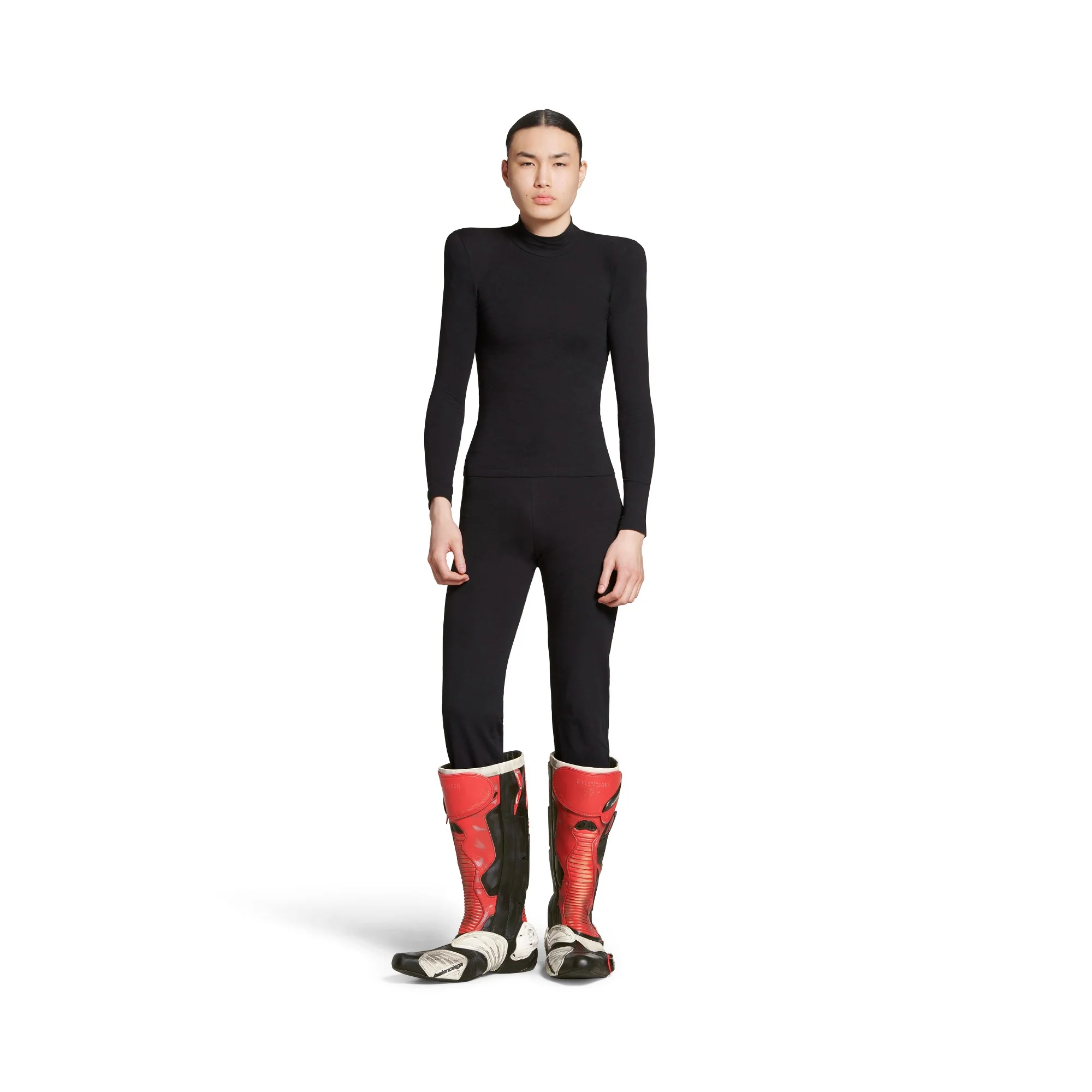 Biker Boot Mix Leat/Tpu - Red/Wht/Black - Image 5