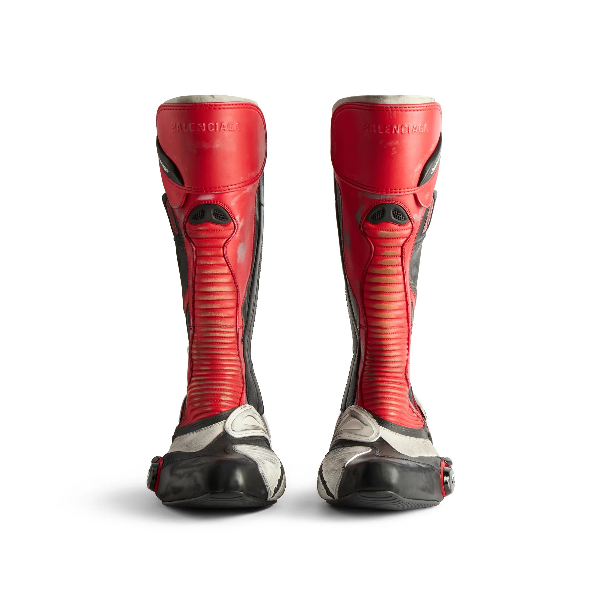 Biker Boot Mix Leat/Tpu - Red/Wht/Black - Image 6