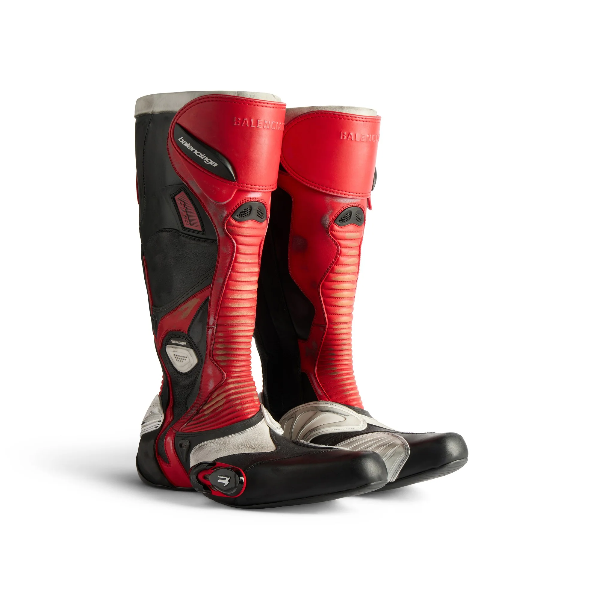 Biker Boot Mix Leat/Tpu - Red/Wht/Black - Image 7