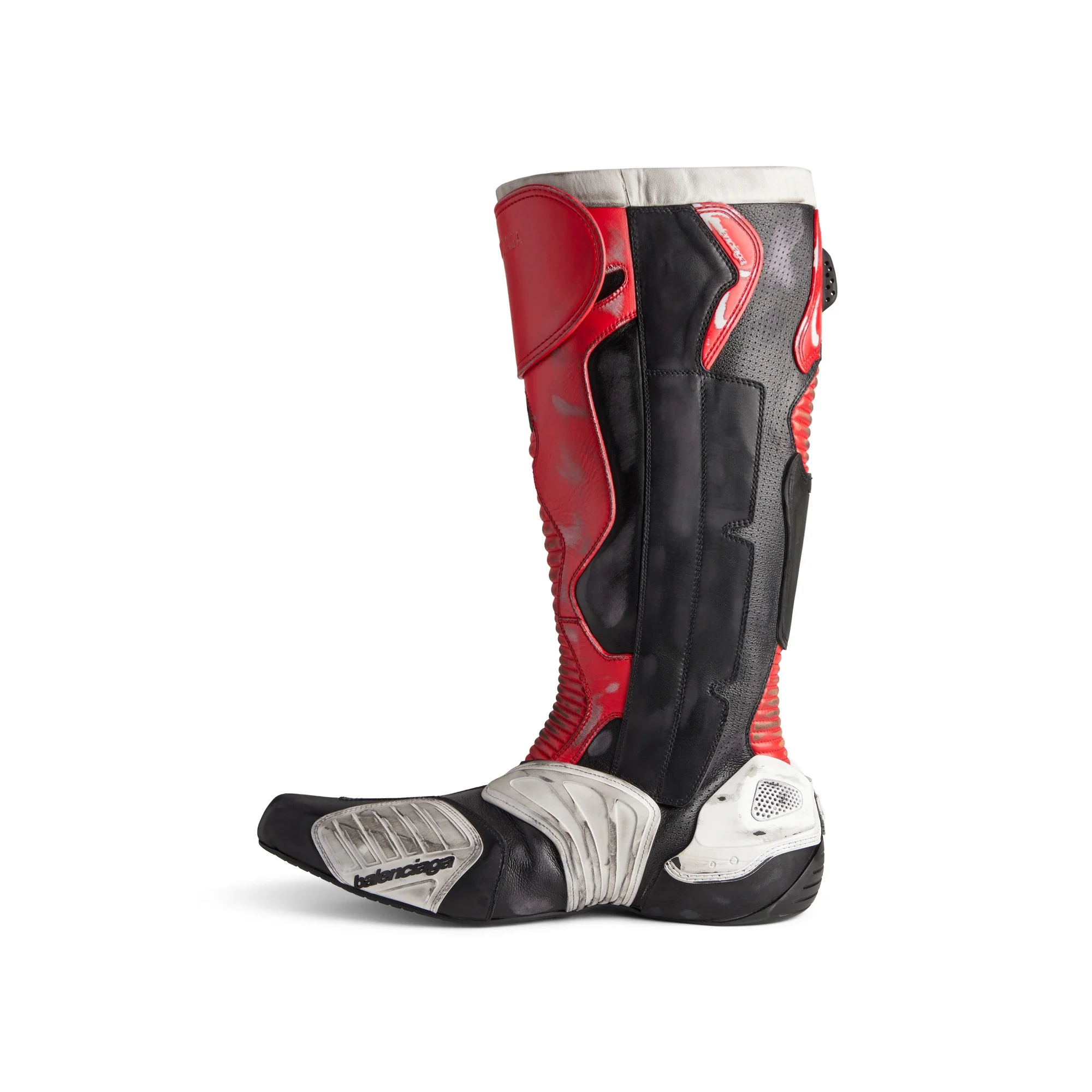Biker Boot Mix Leat/Tpu - Red/Wht/Black - Image 8
