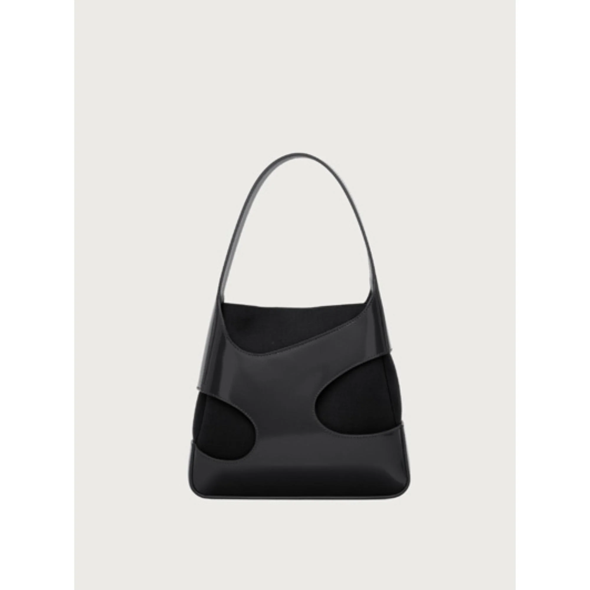 Small Shoulder Bag with Cut-Out Detailing - Black - Image 3