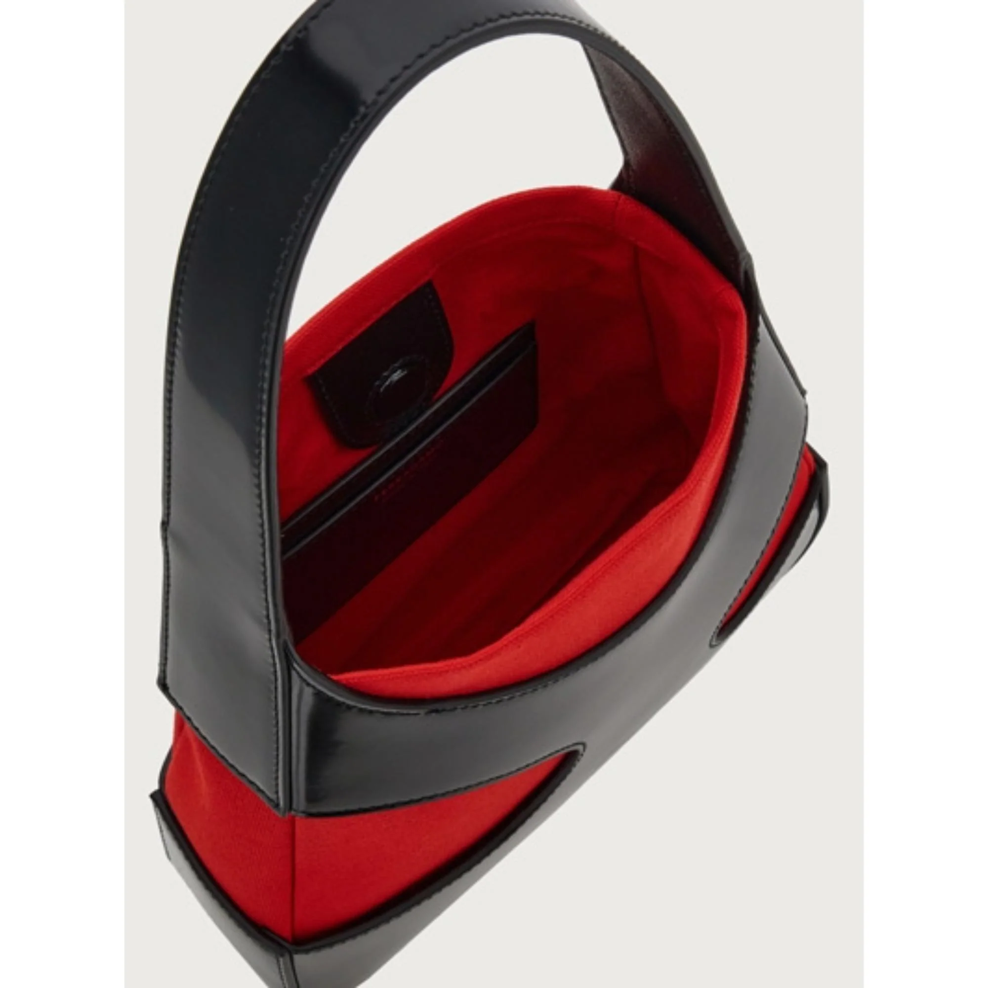 Small Shoulder Bag with Cut-Out Detailing - Black/Flame Red - Image 4