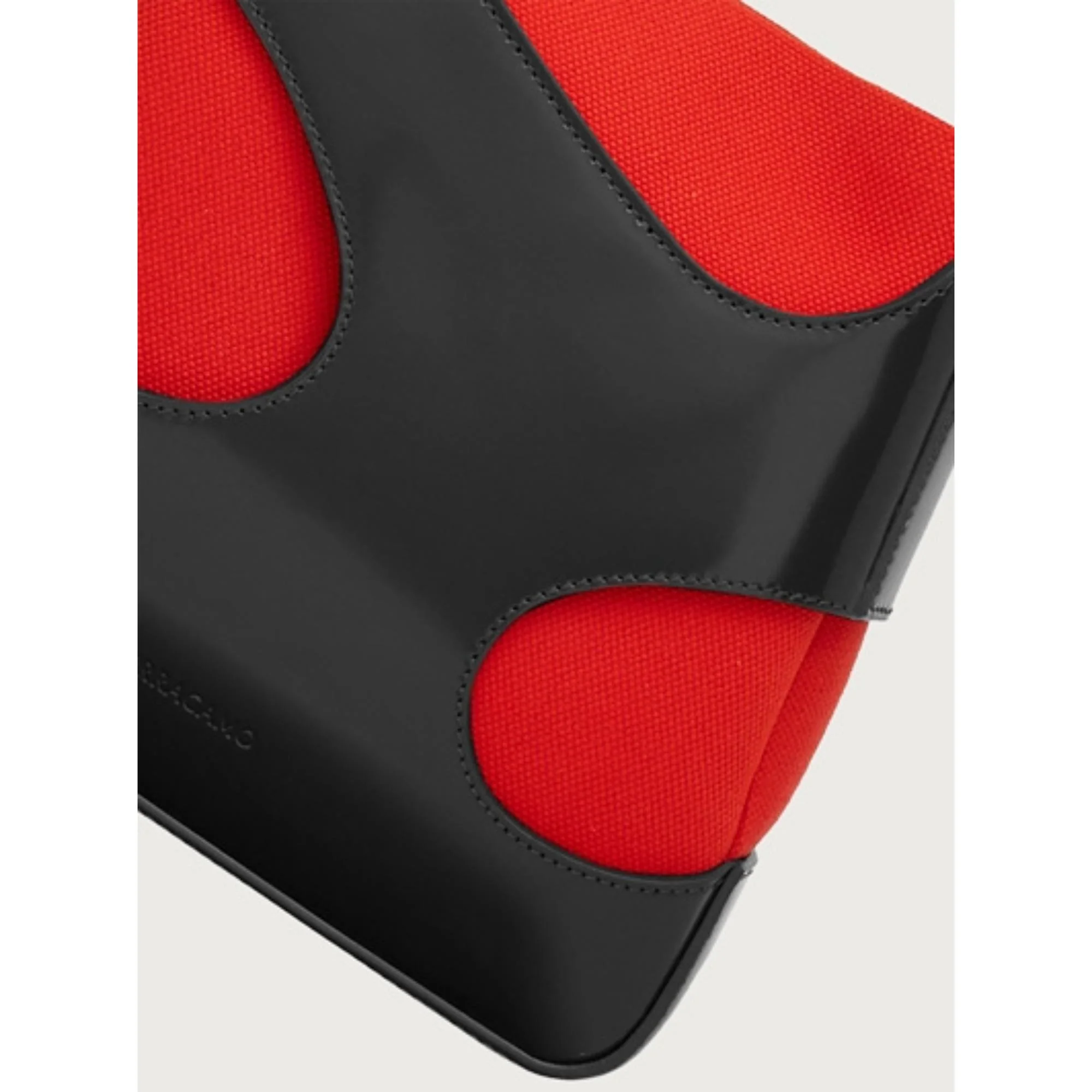 Small Shoulder Bag with Cut-Out Detailing - Black/Flame Red - Image 5