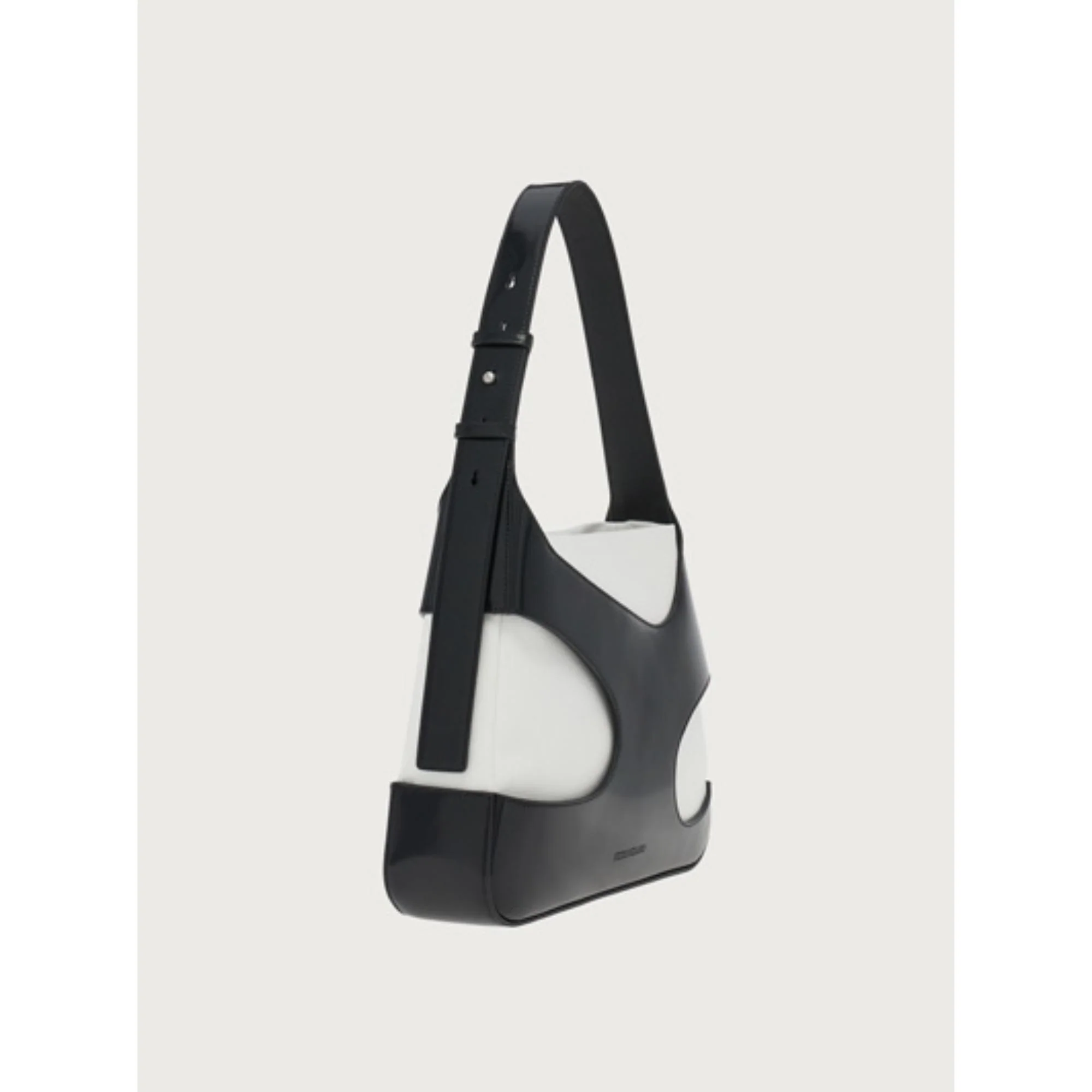 Medium Shoulder Bag with Cut-Out Detailing - Black/Optic White - Image 2