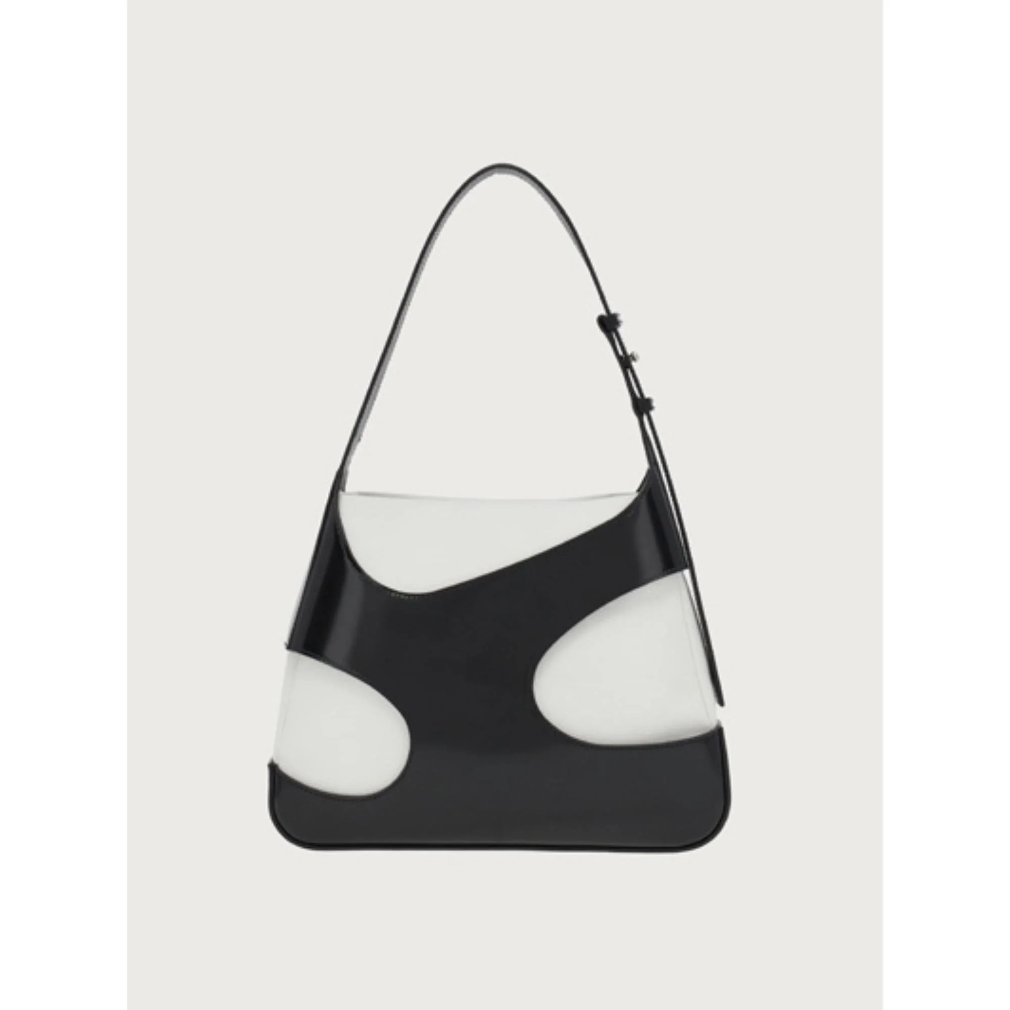 Medium Shoulder Bag with Cut-Out Detailing - Black/Optic White - Image 3