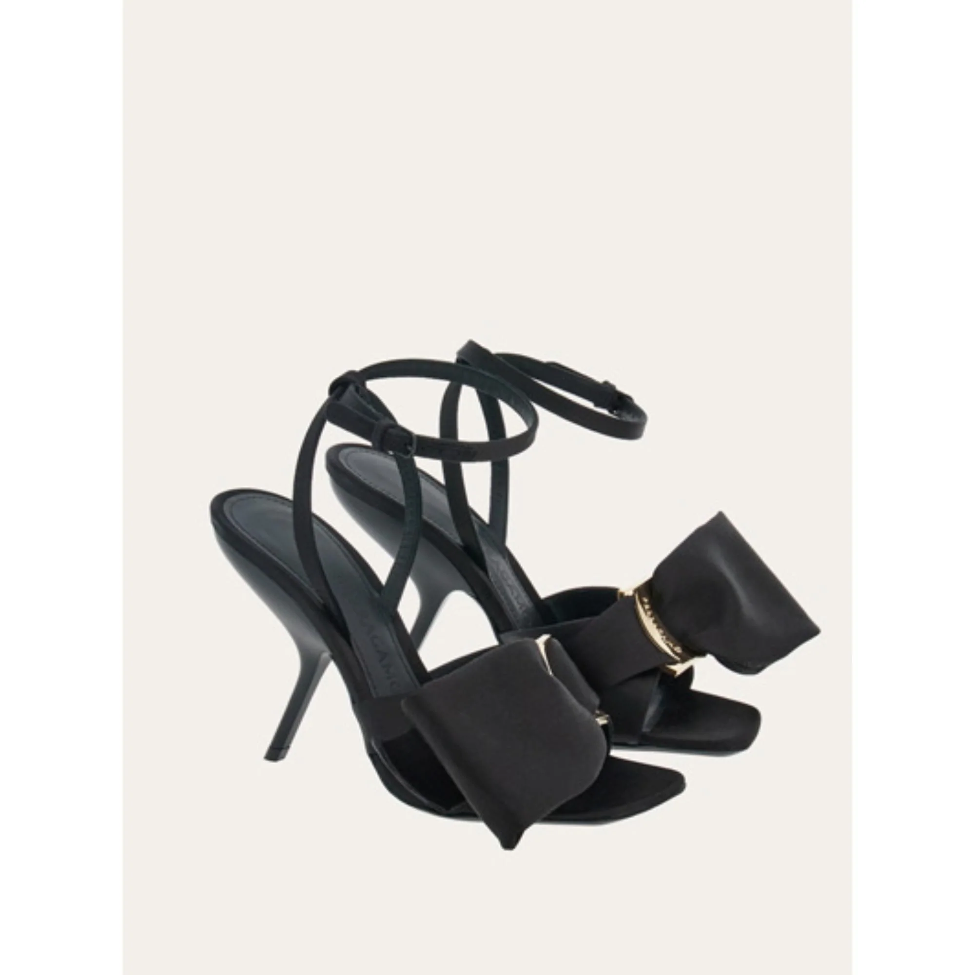 Sandals with Asymmetric Bow - Black - Image 3