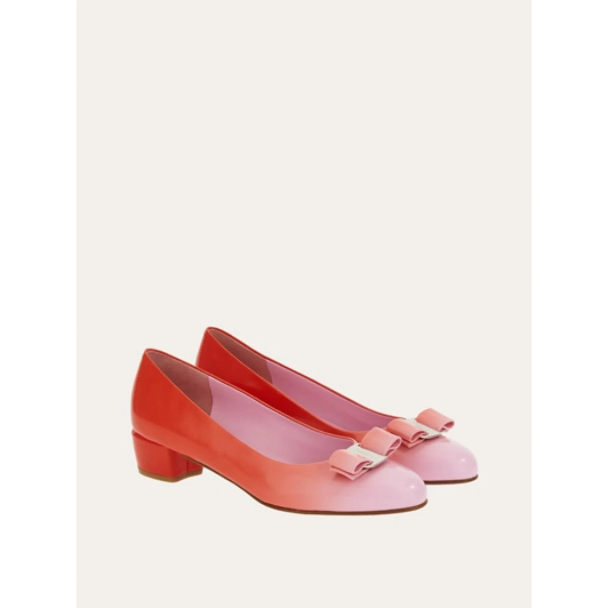Vara Bow Bicolor Pumps Shoe - Bubble Gum/Flame Red - Image 3