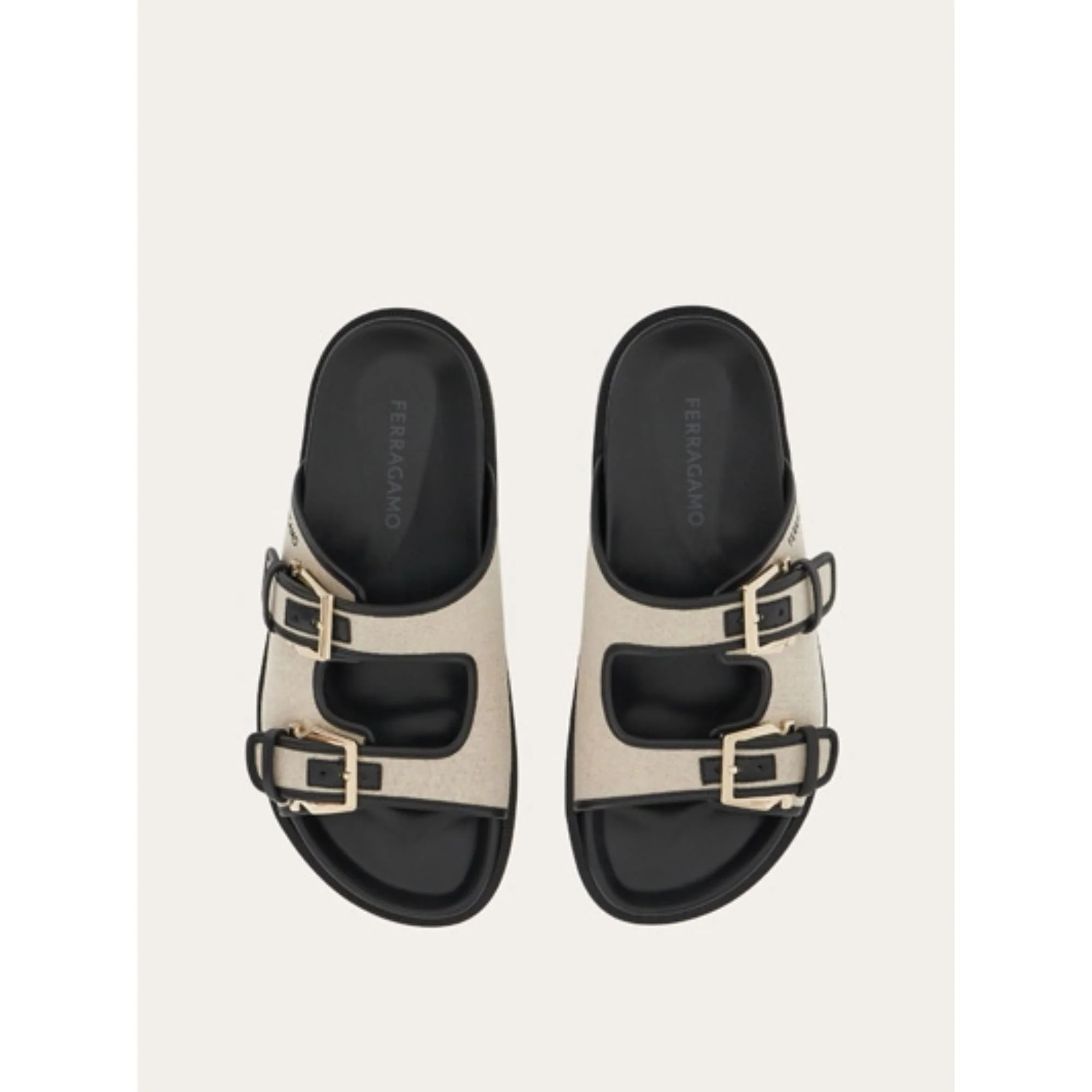 Double-Strap Sandals - Natural/Black - Image 2