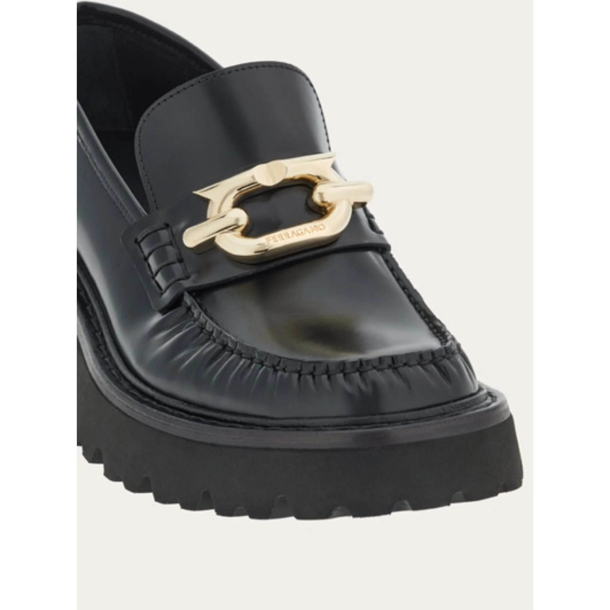 Moccasin with New Gancini Ornament - Black - Image 5