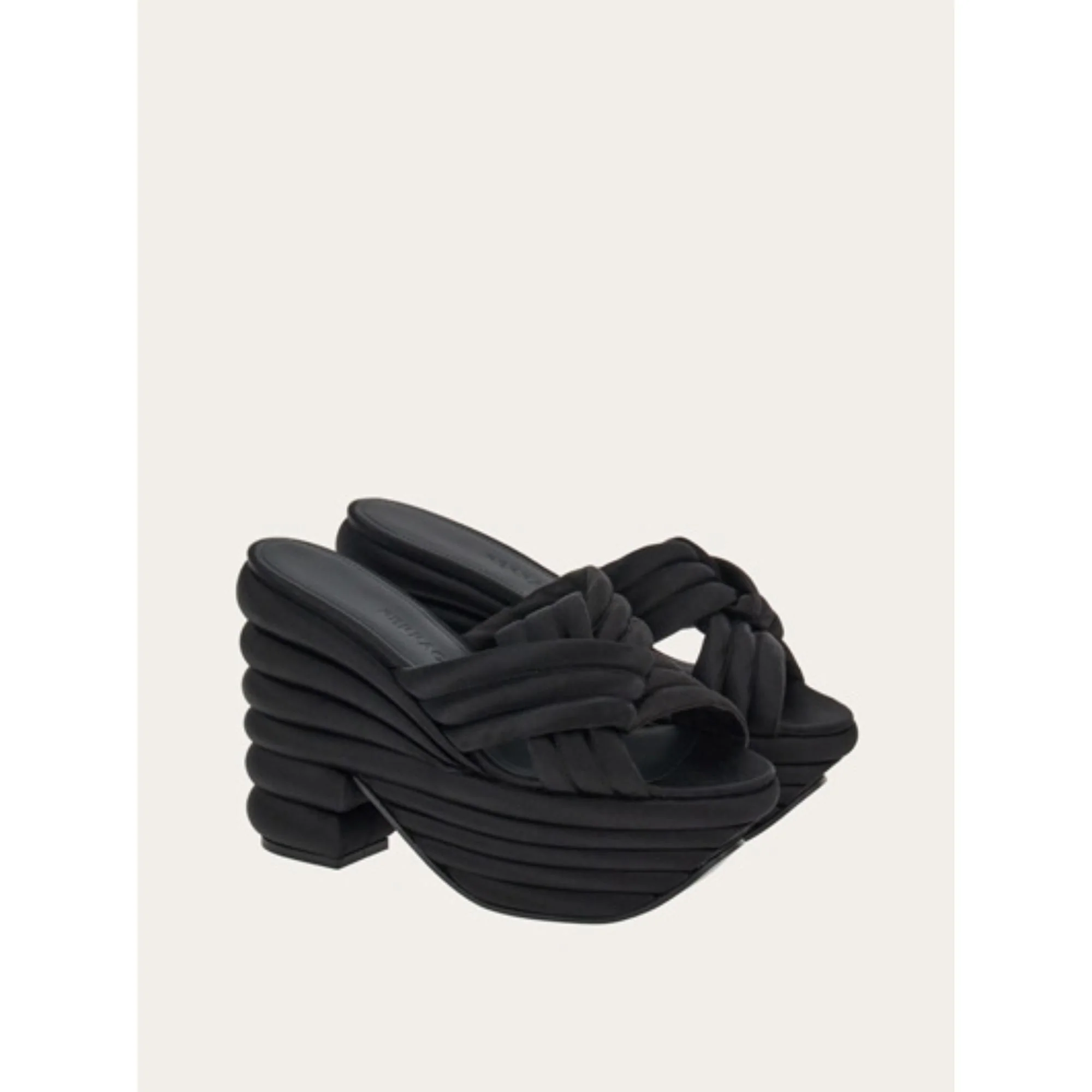 Sandals with Sculptural Platform - Black - Image 3