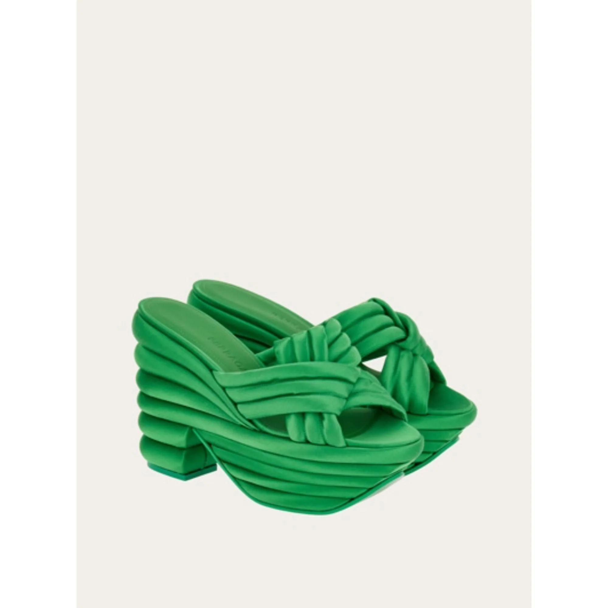 Sandals with Sculptural Platform - Gras Green - Image 3