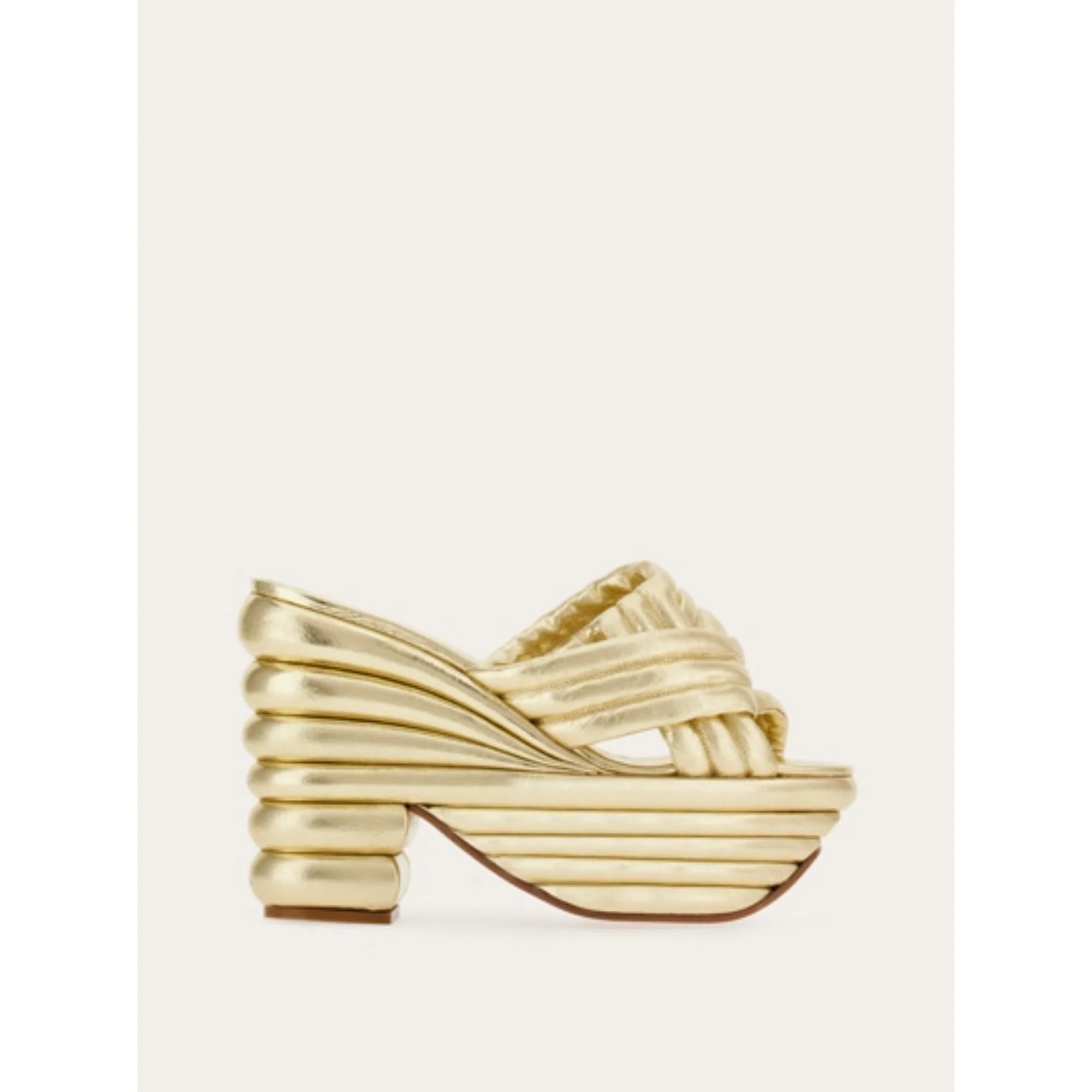 Sandals with Sculptural Platform - Platinum