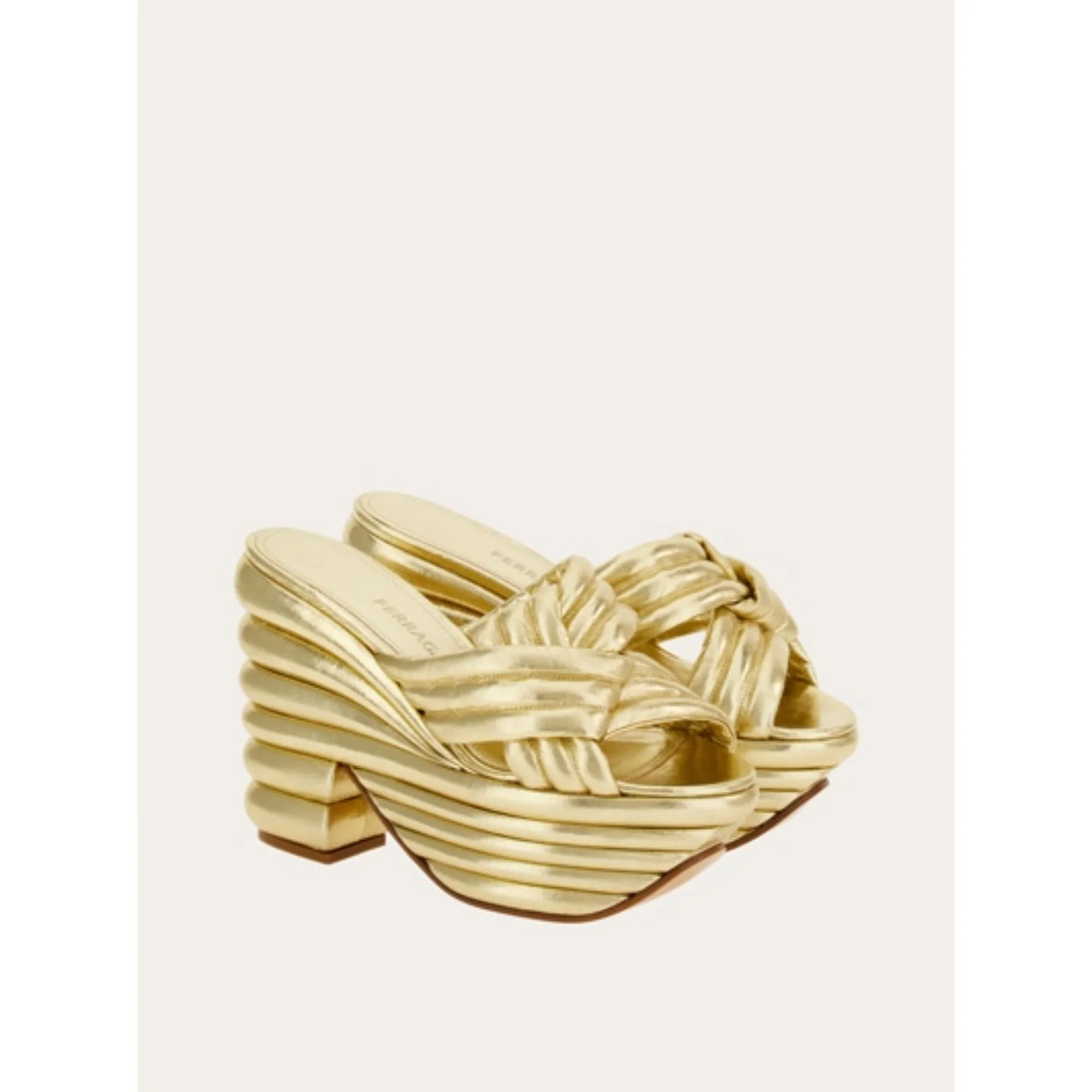 Sandals with Sculptural Platform - Platinum - Image 3