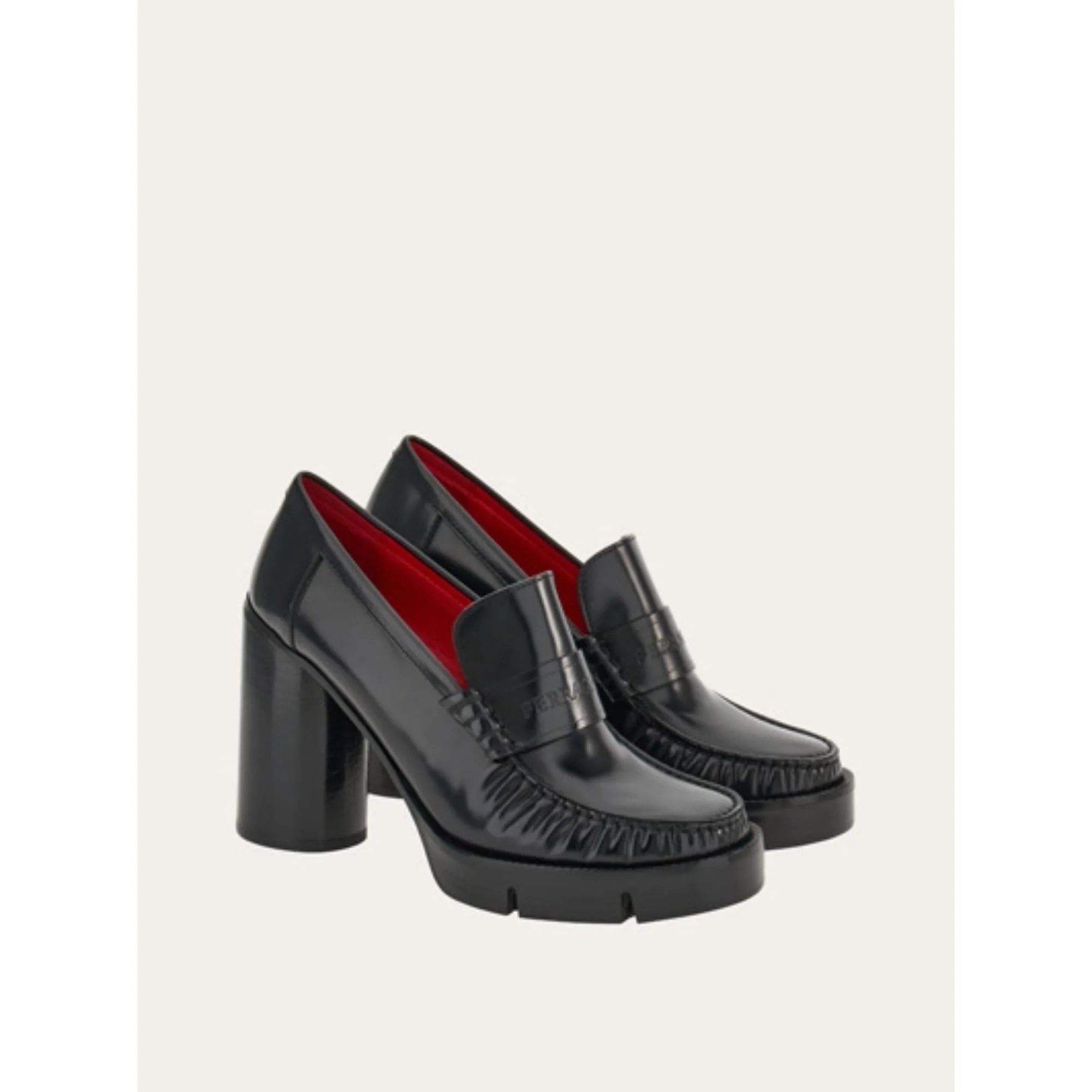 Moccasin with Contrasting Lining And Heel - Black/Flame Red - Image 3