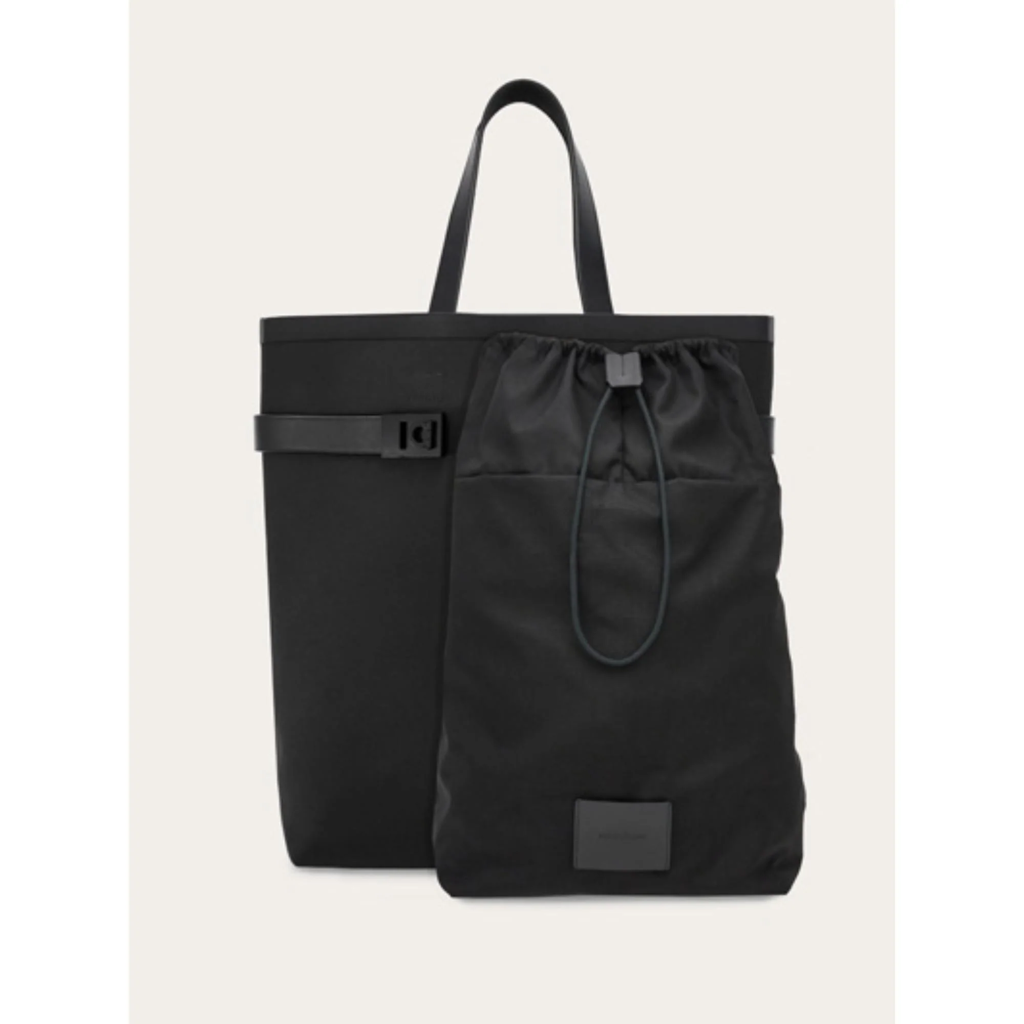 Medium Tote Bag with Gancini Buckles - Black - Image 2