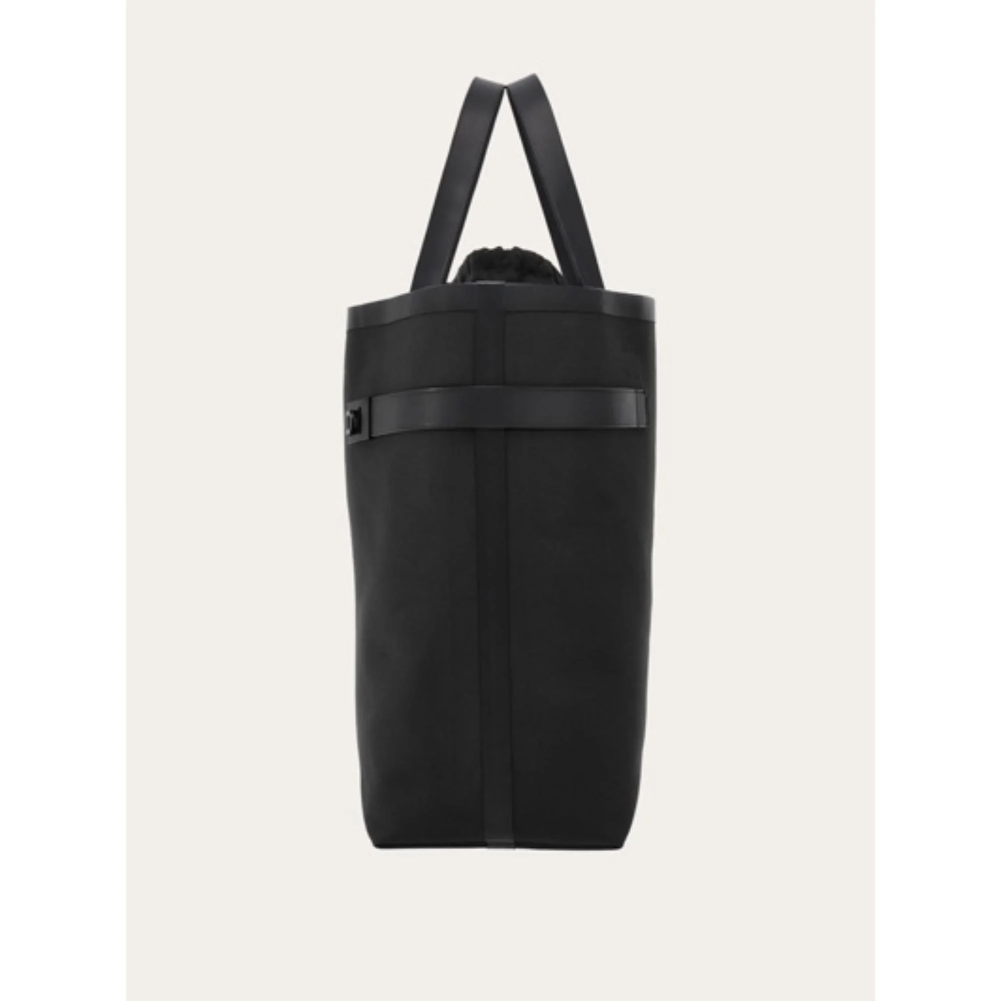 Medium Tote Bag with Gancini Buckles - Black - Image 3