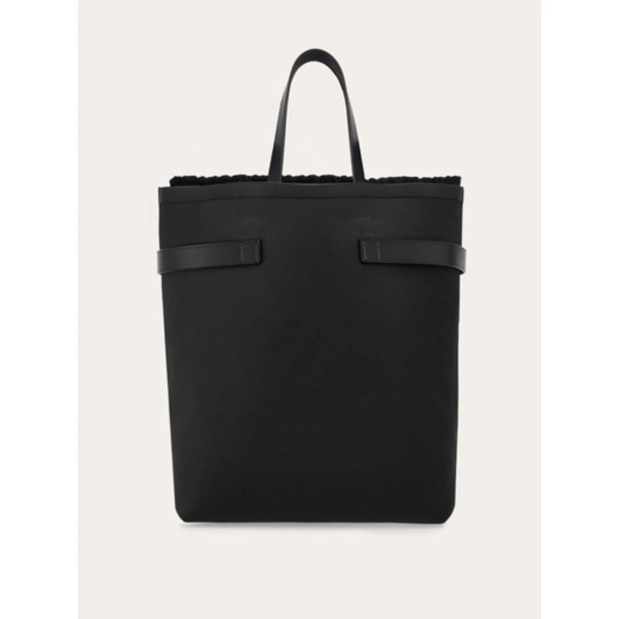 Medium Tote Bag with Gancini Buckles - Black - Image 4