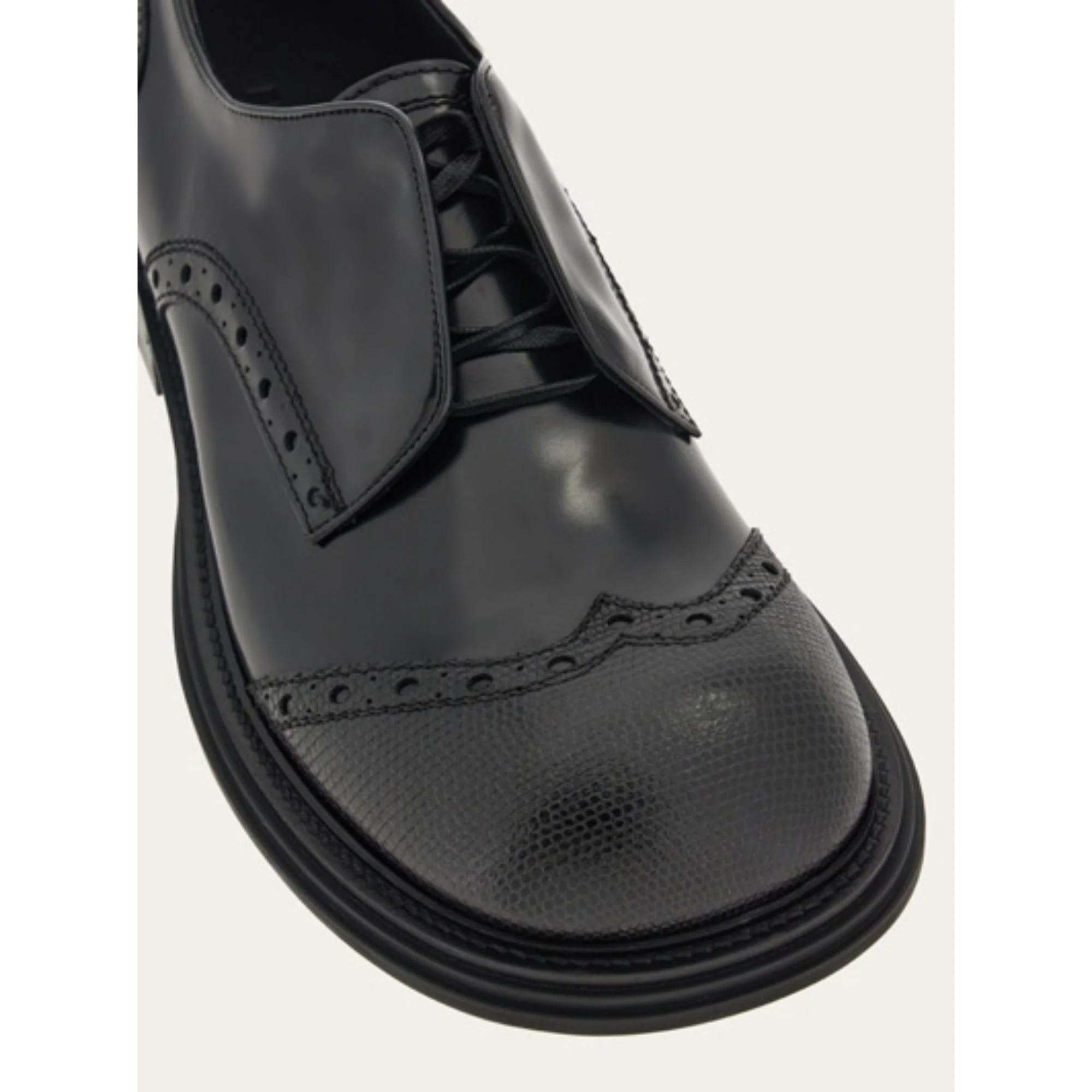 Derby with Contrasting Toe - Black - Image 6