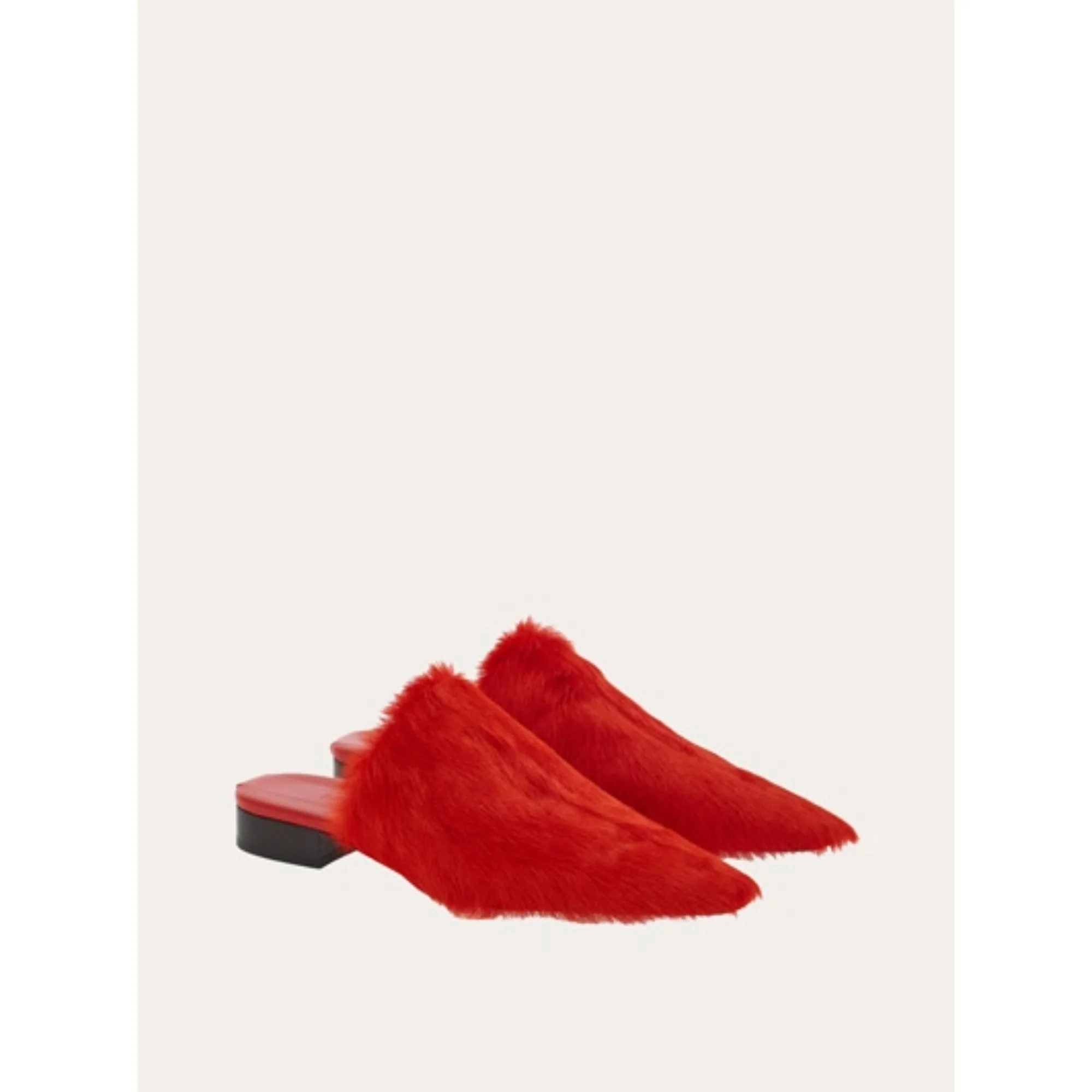Fur Slippers - Black/Flame Red - Image 3