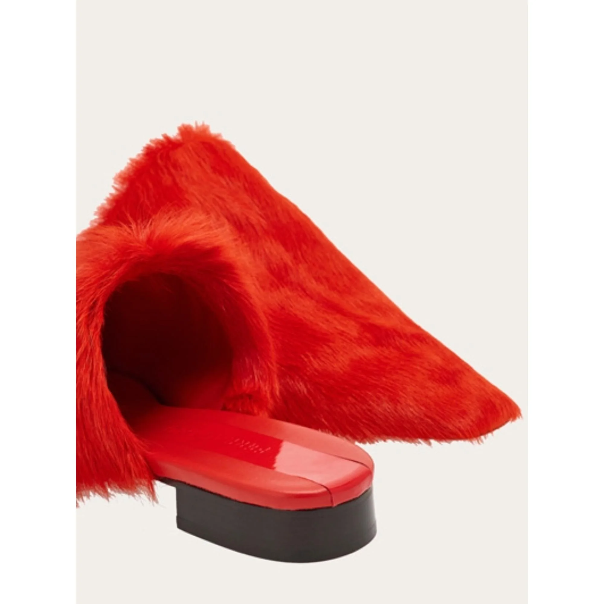 Fur Slippers - Black/Flame Red - Image 5