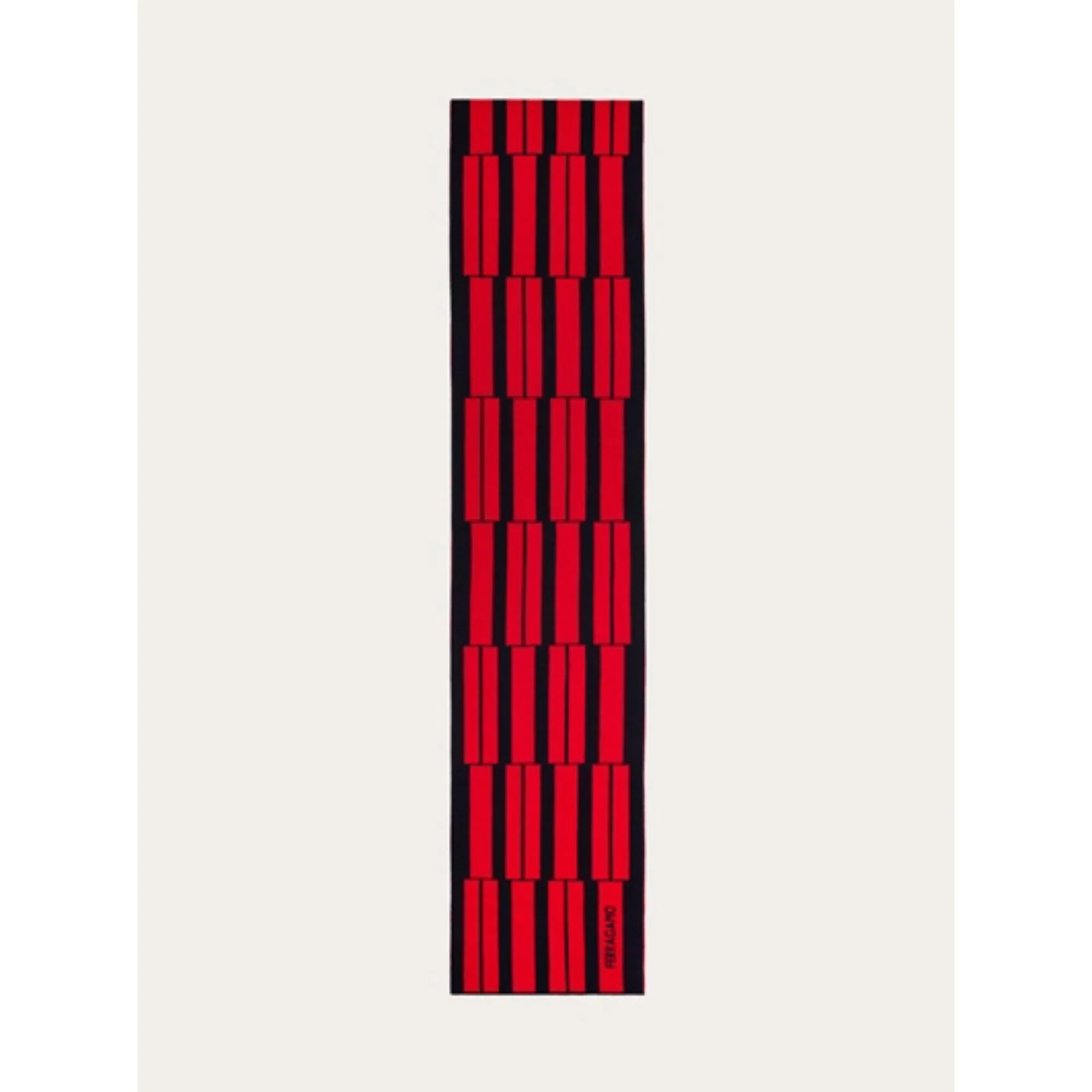 Wool And Cashmere Long Scarf - Black/Red - Image 3