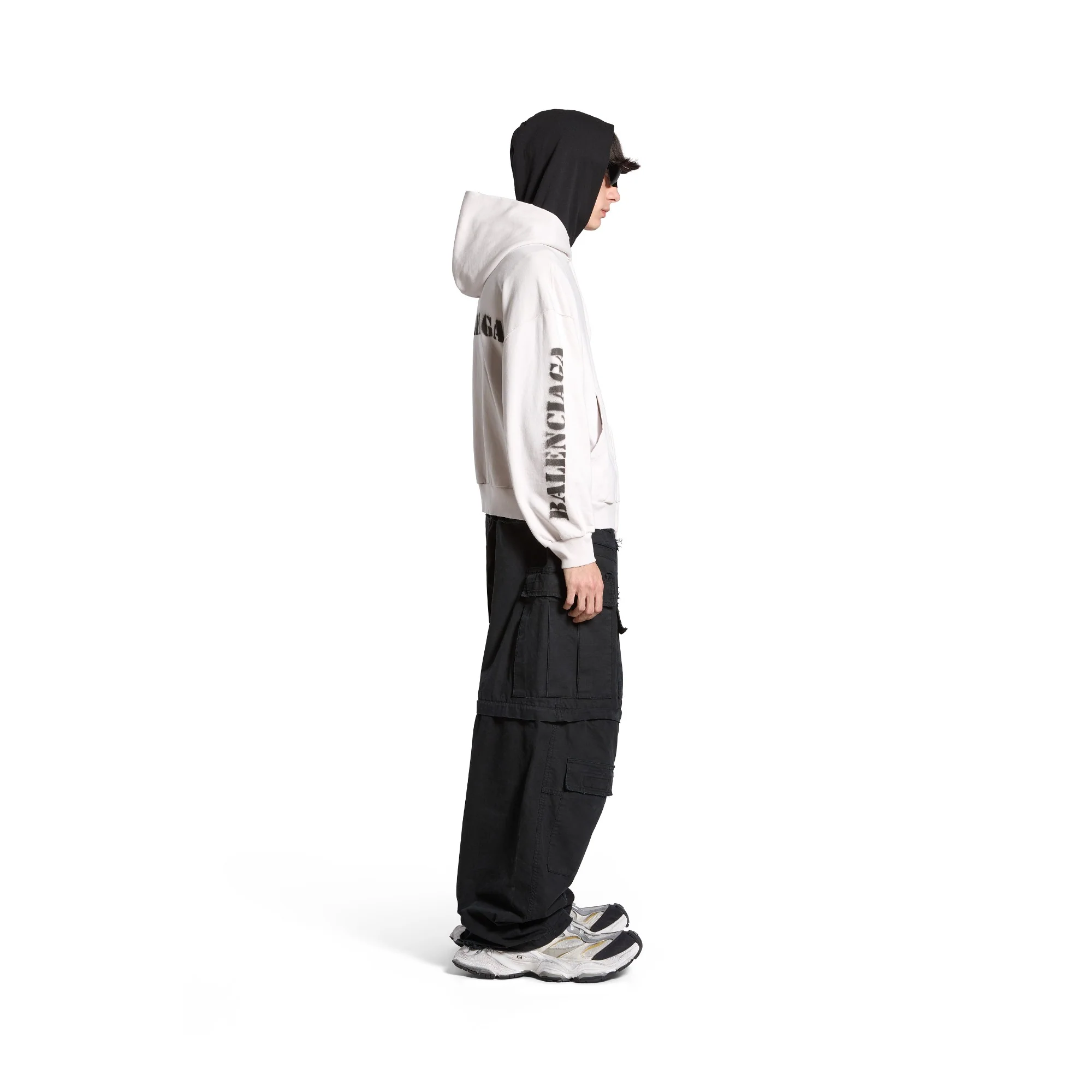 Regular Fit Zip-Up Hoodie - Off White/Black - Image 6