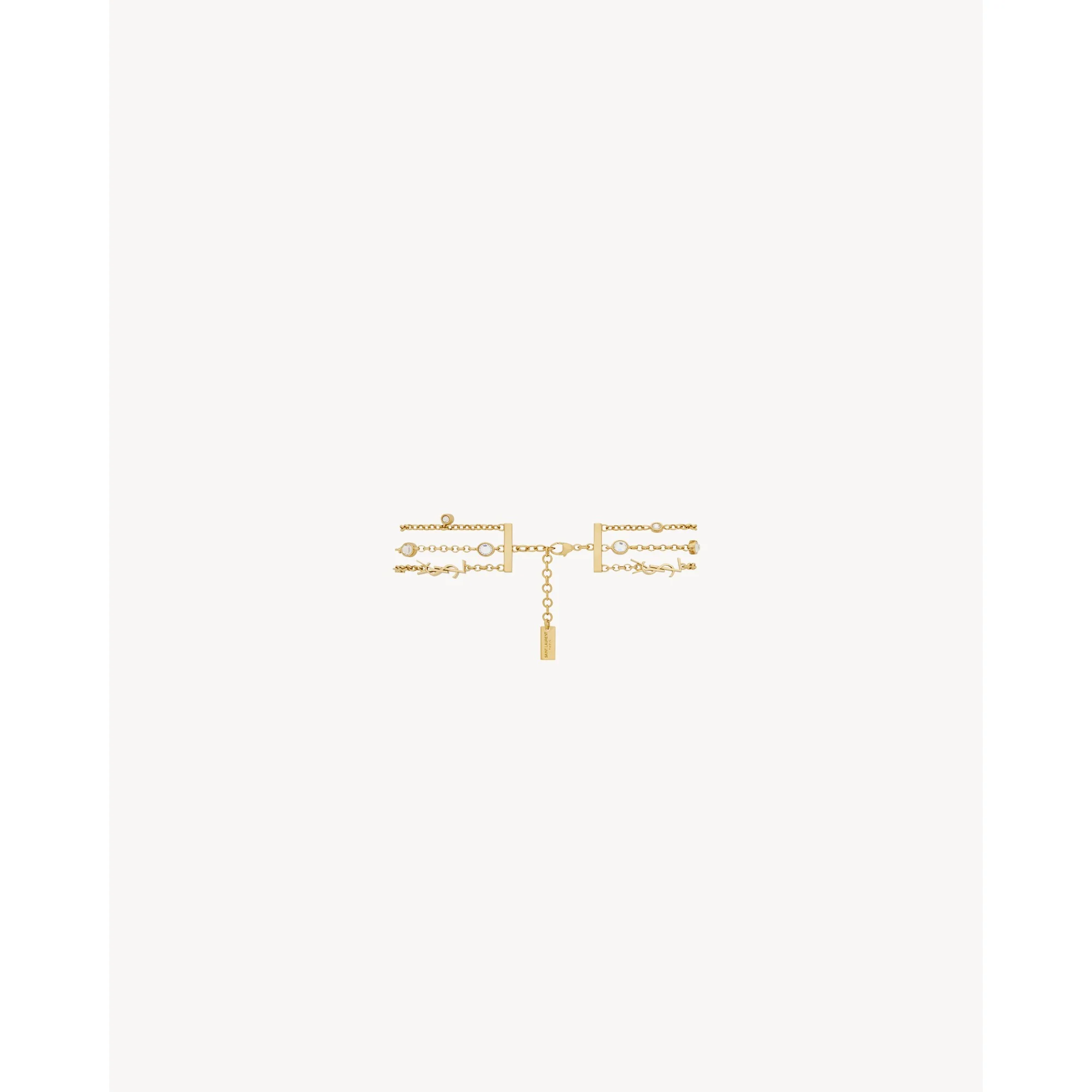 YSL Rhinestone Chain Bracelet - Dore/Crystal - Image 2