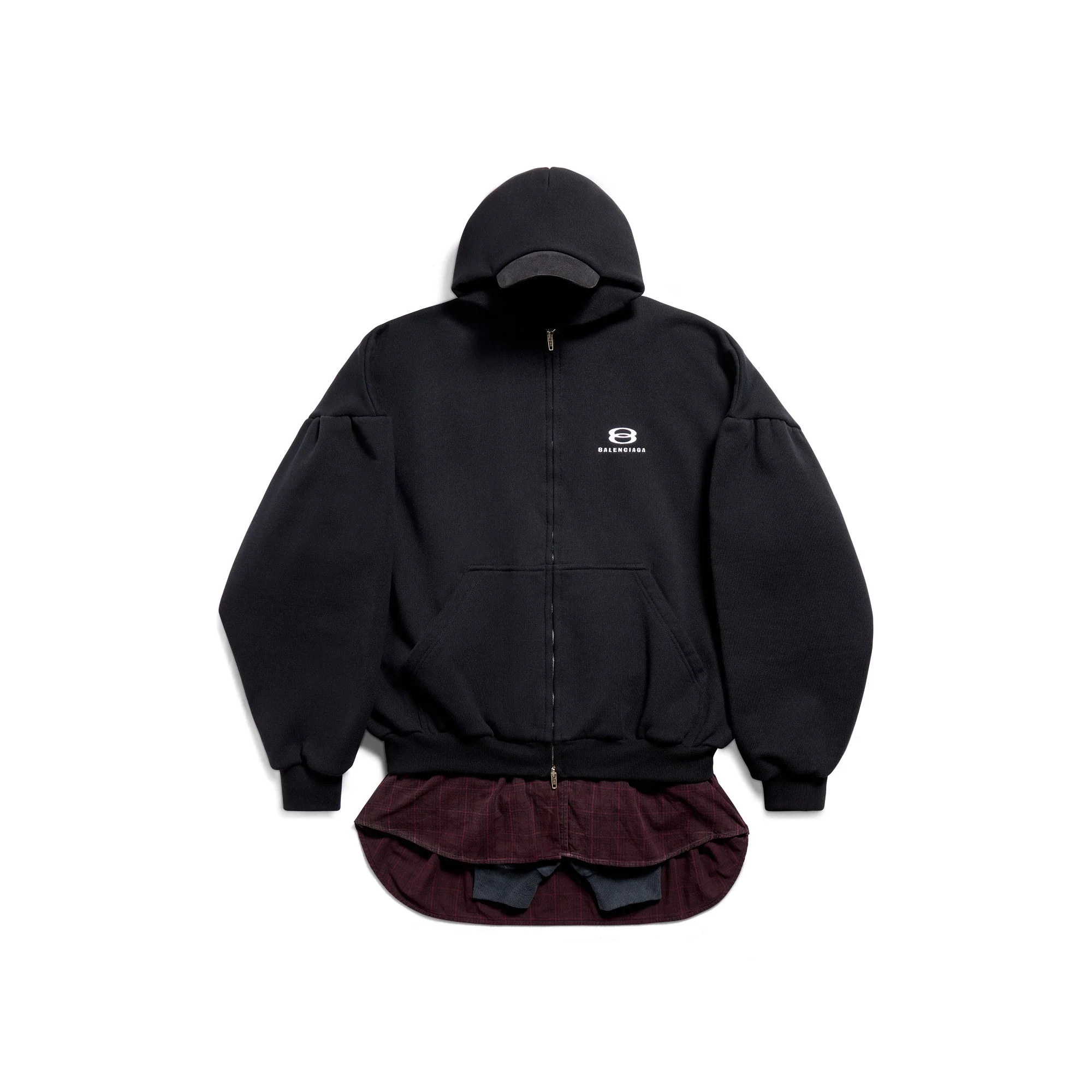 Layered Hoodie - Black/White