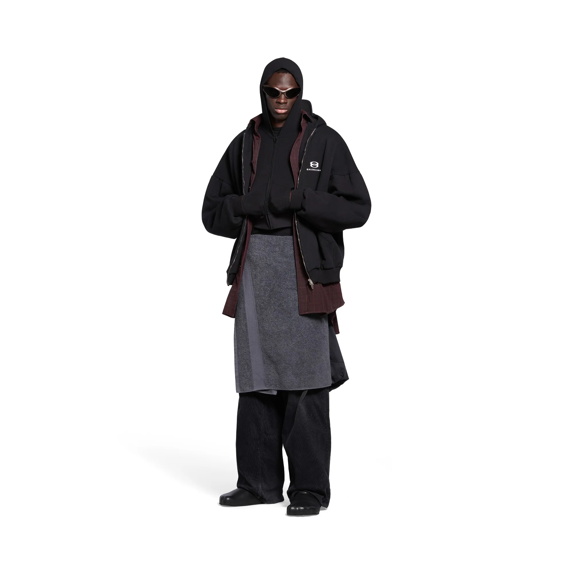 Layered Hoodie - Black/White - Image 3