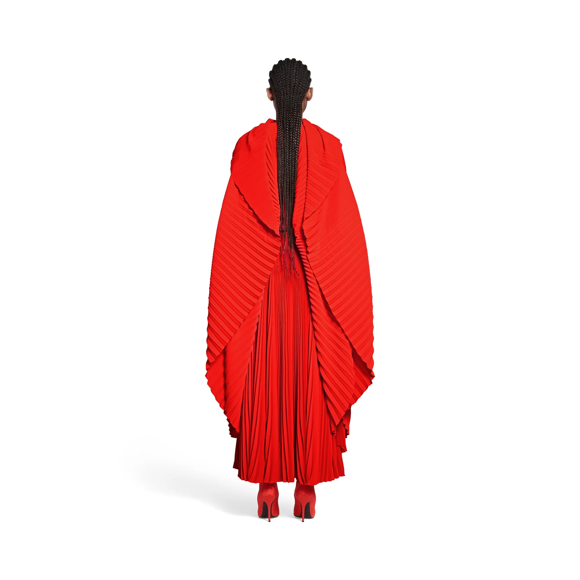 Pleated Drape Dress - Begonia Red - Image 4