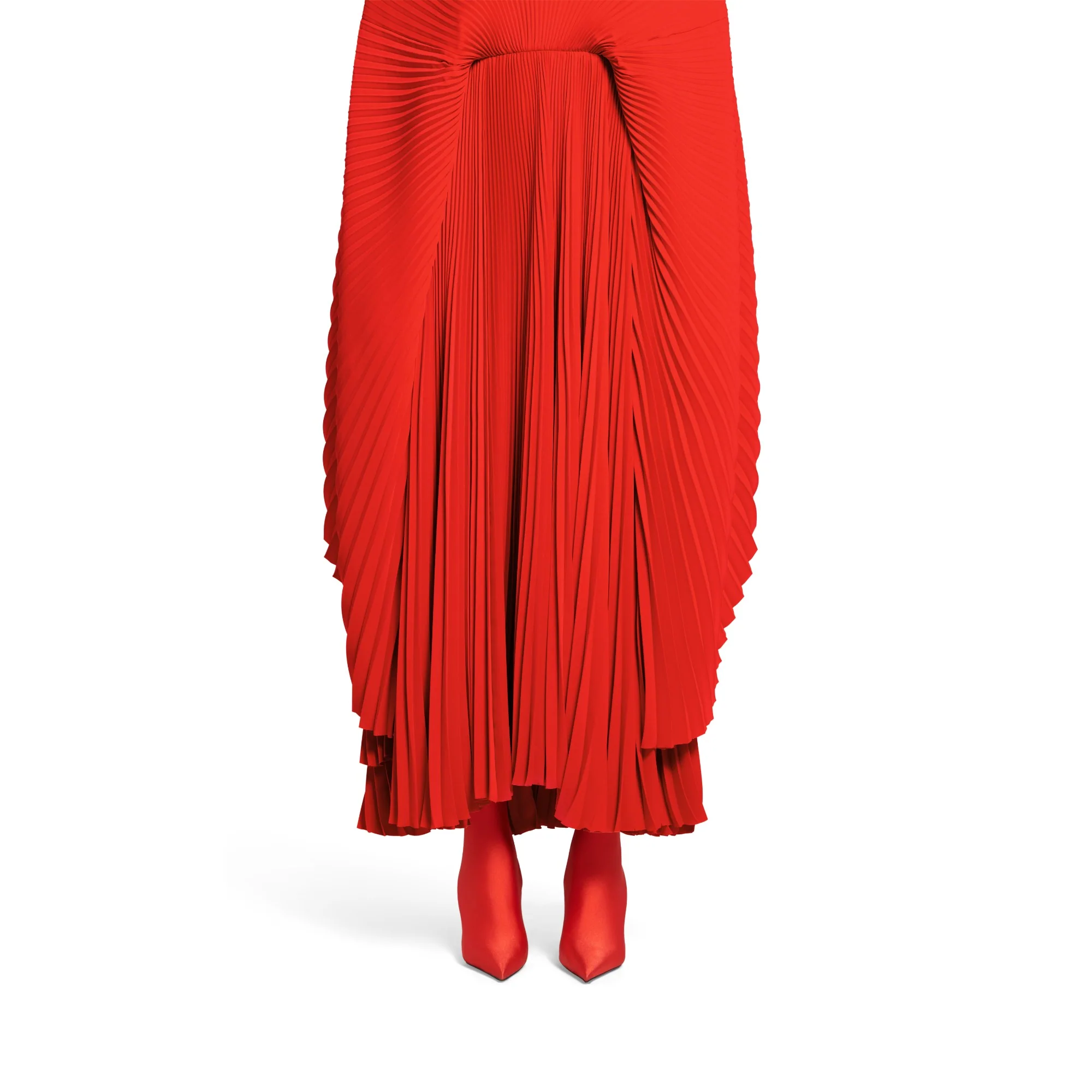 Pleated Drape Dress - Begonia Red - Image 6