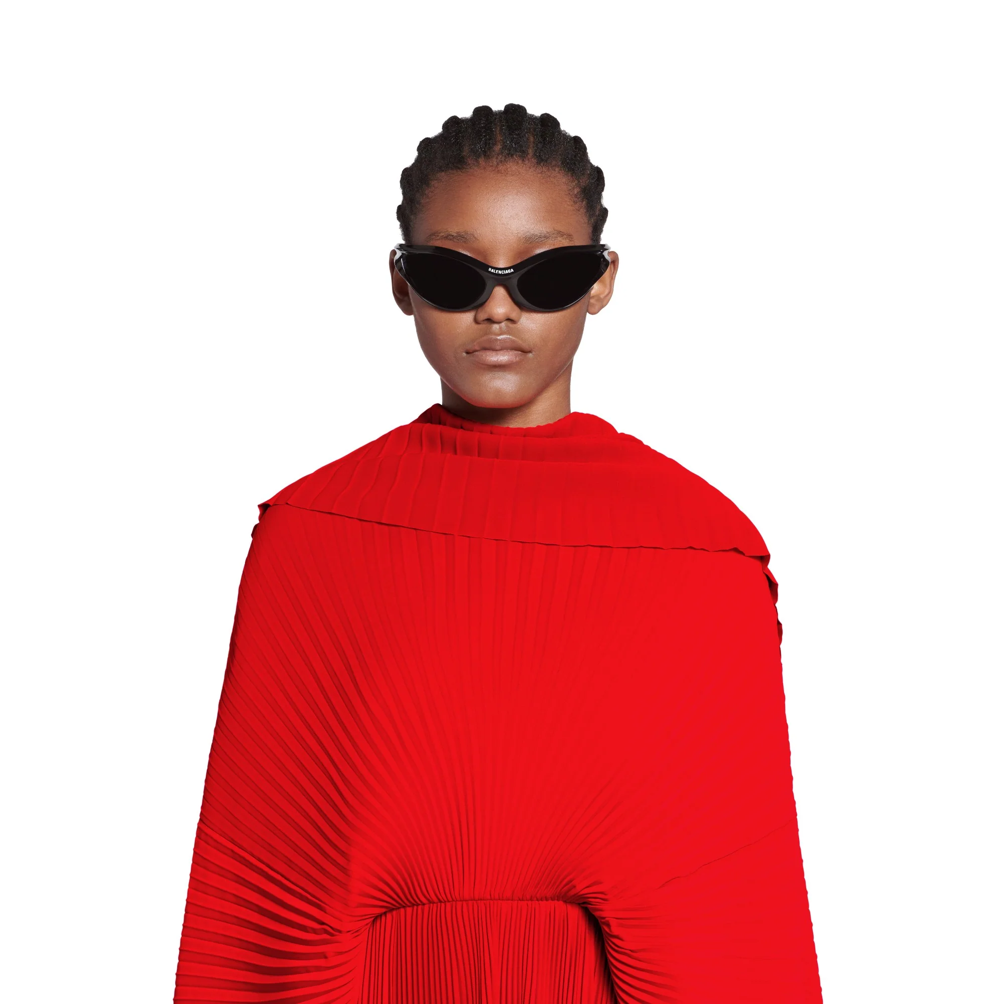 Pleated Drape Dress - Begonia Red - Image 7