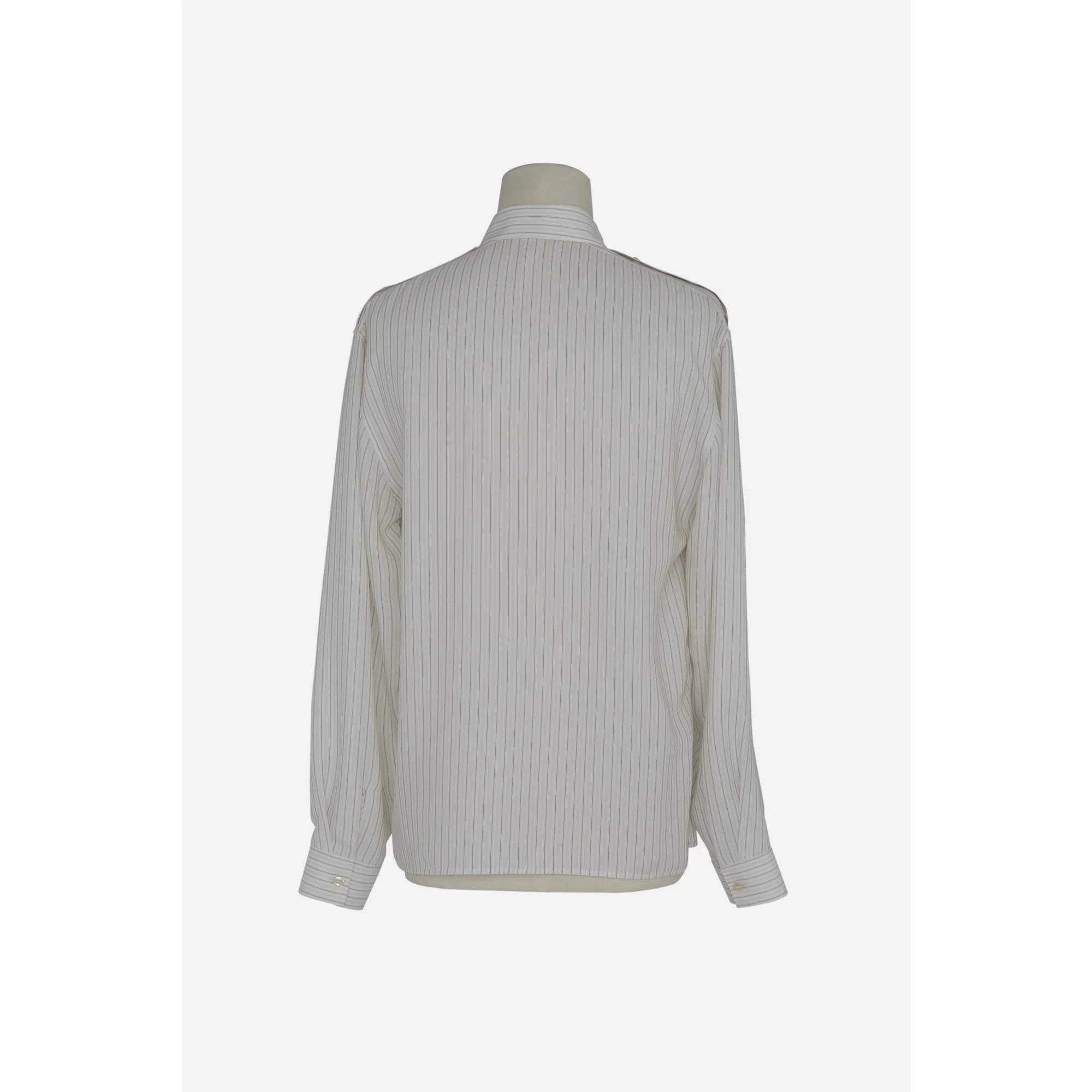 Chemise Col Universite Satin - Beige Gris Noir - Image 2