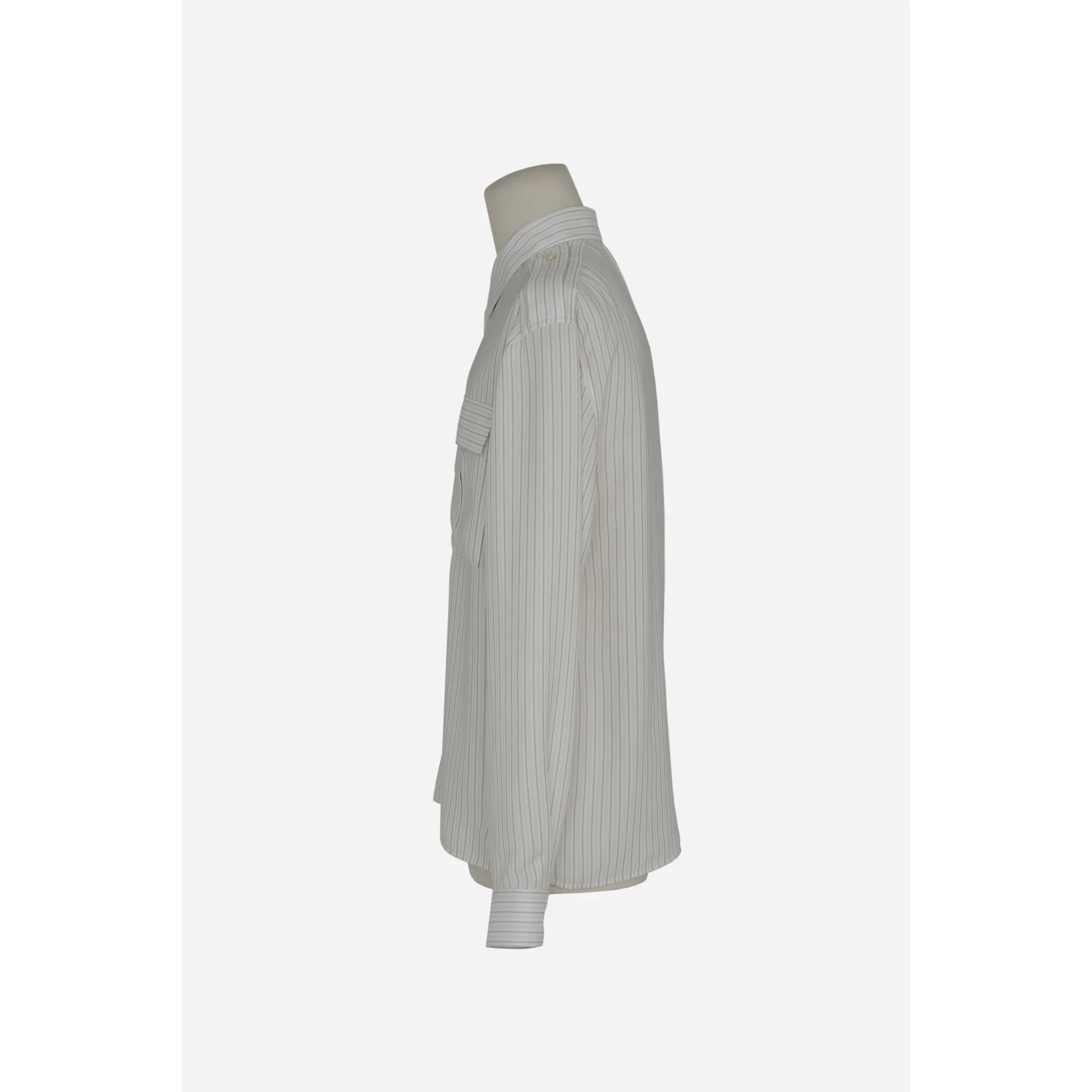 Chemise Col Universite Satin - Beige Gris Noir - Image 3