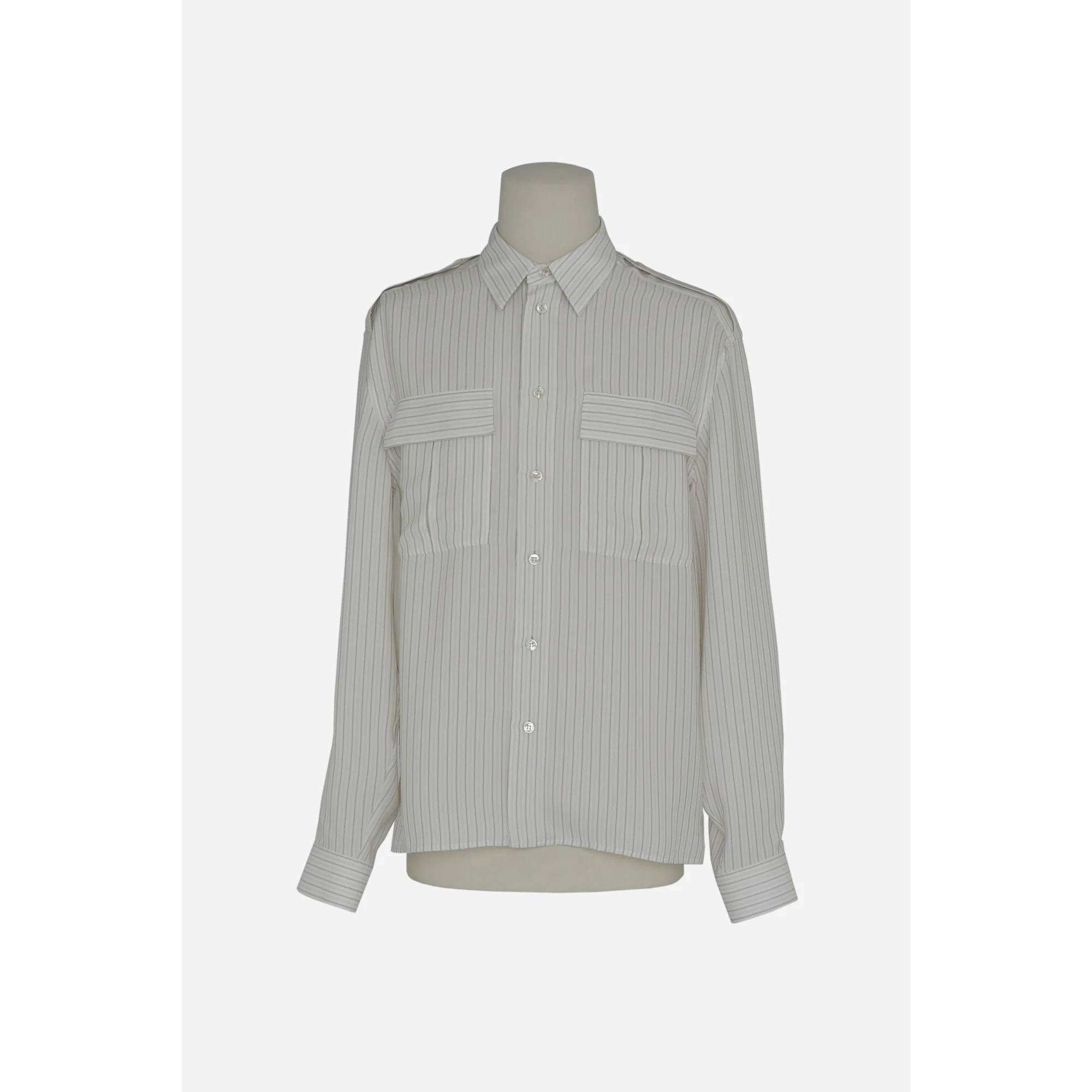 Chemise Col Universite Satin - Beige Gris Noir