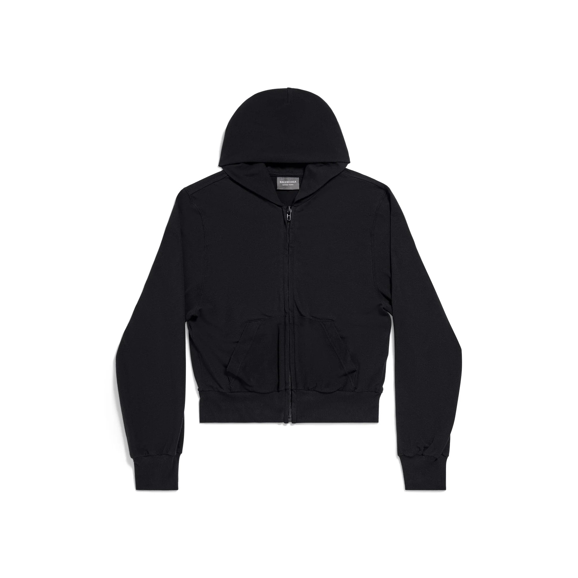 Fitted Zip-Up Hoodie - Black