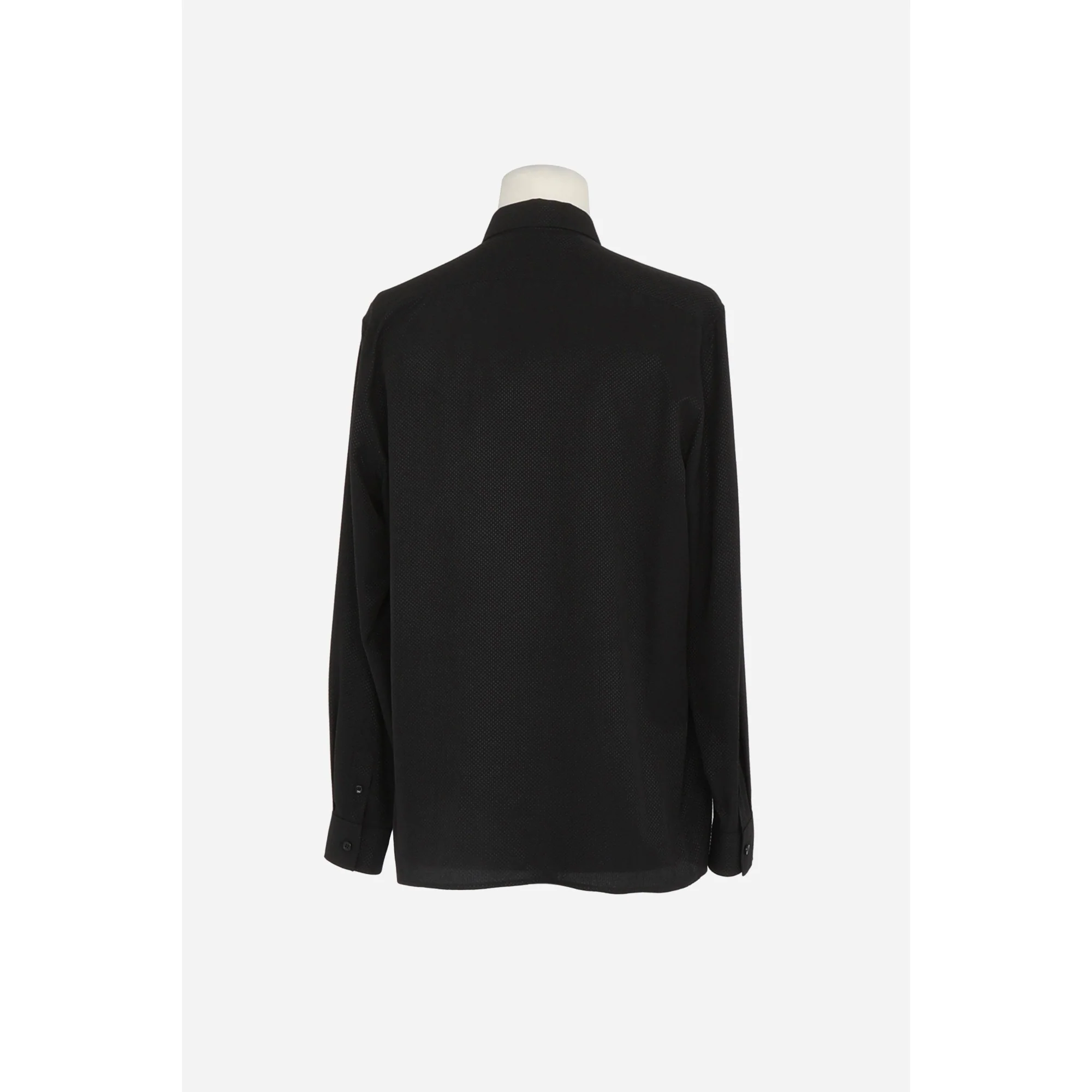 Chemise Col Universite Soie - Noir - Image 2