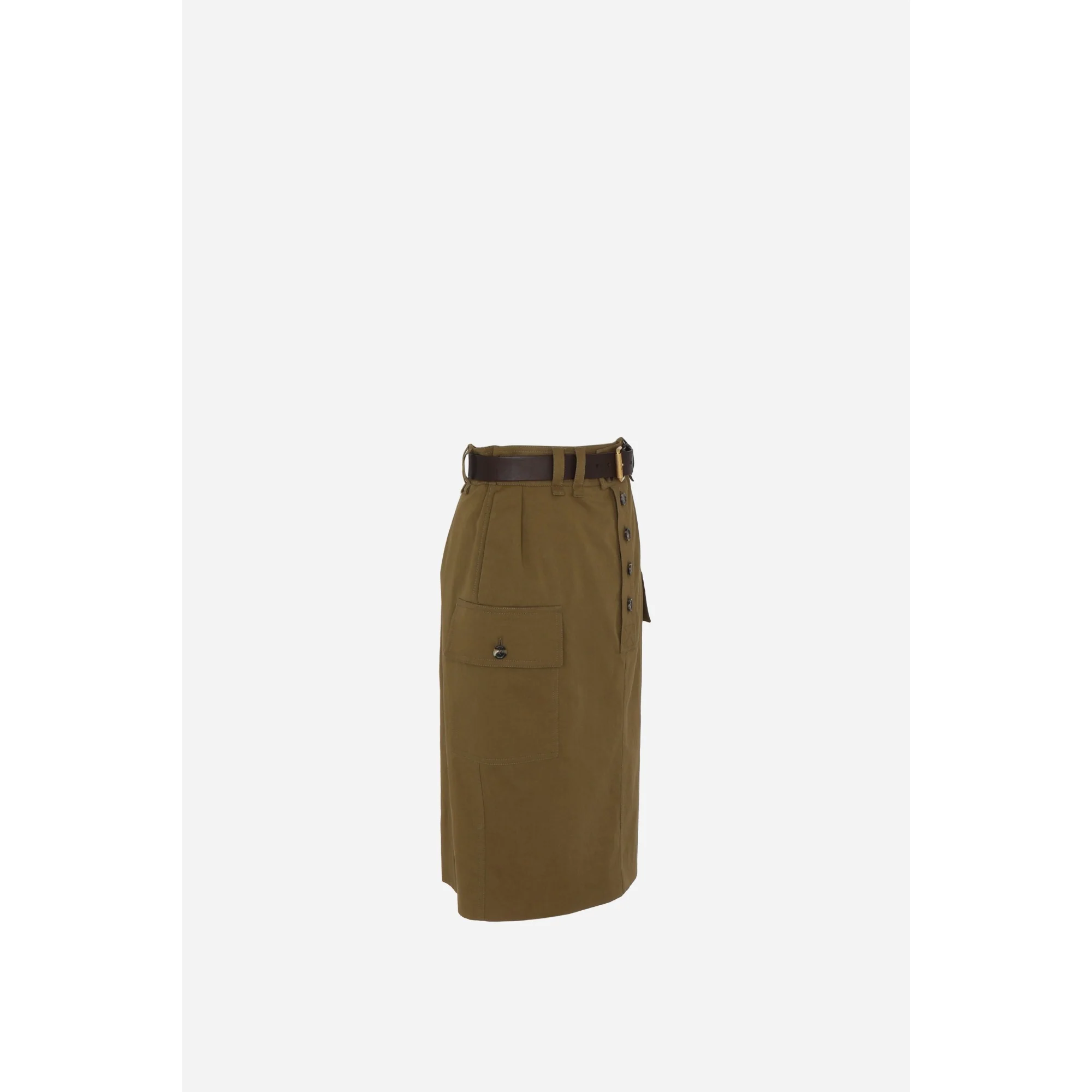 Jupe Cargo Twill Coton Souple - Kaki - Image 4