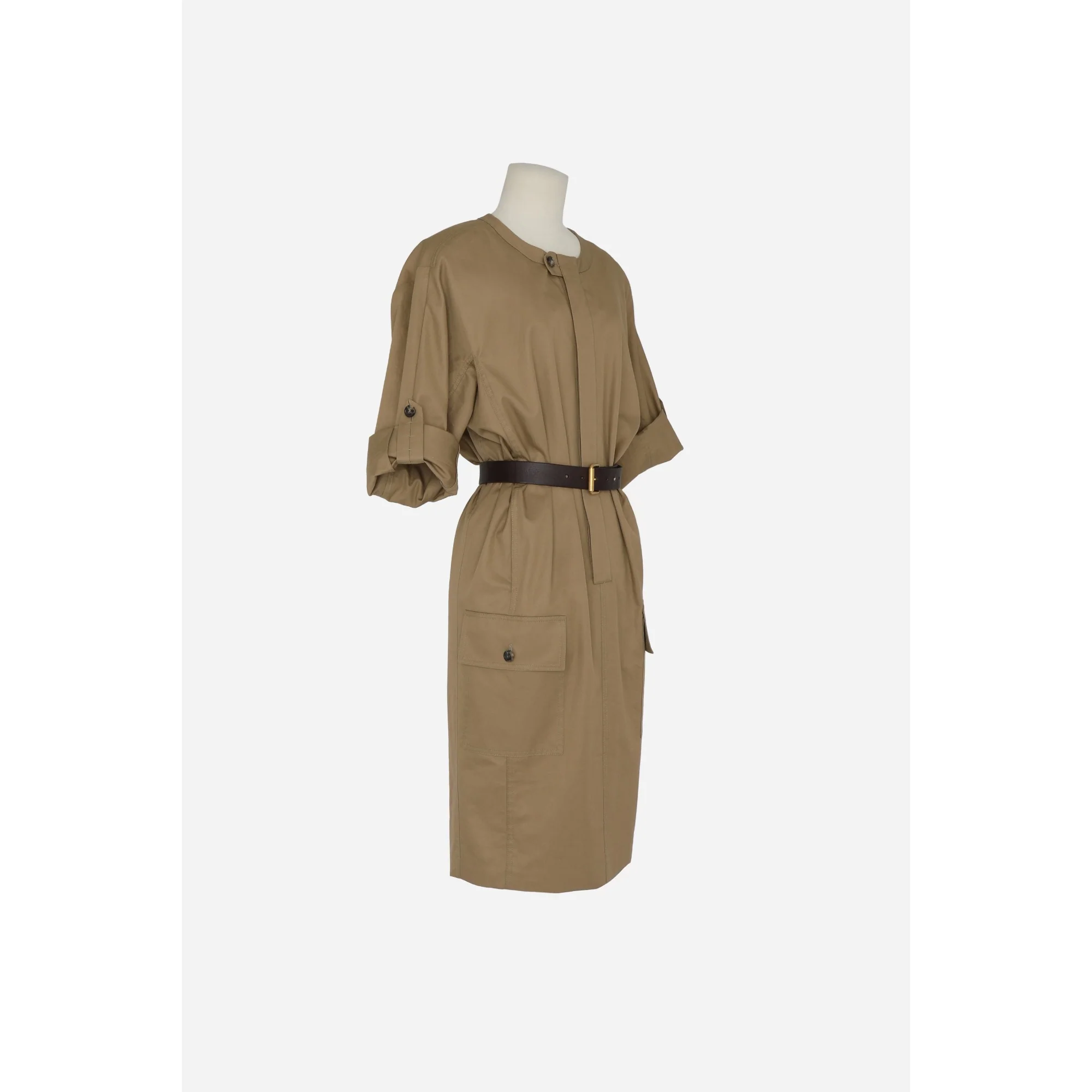 Robe Twill De Coton - Beige Fonce - Image 4