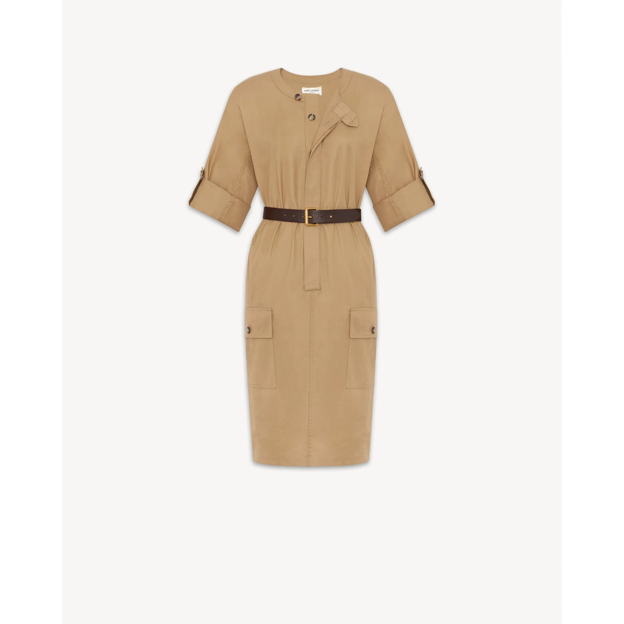 Robe Twill De Coton - Beige Fonce
